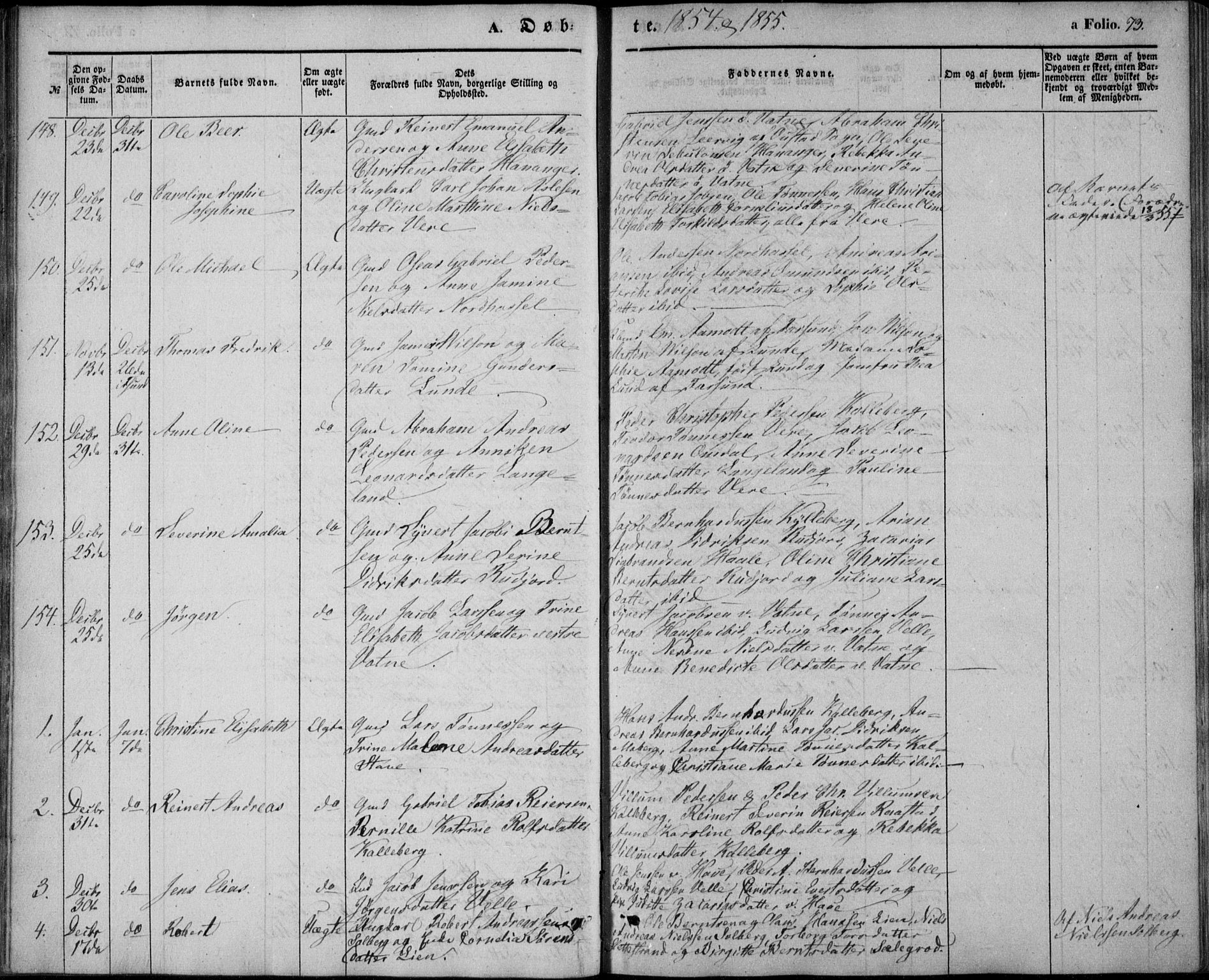 Lista sokneprestkontor, AV/SAK-1111-0027/F/Fb/L0002: Parish register (copy) no. B 2, 1847-1862, p. 73