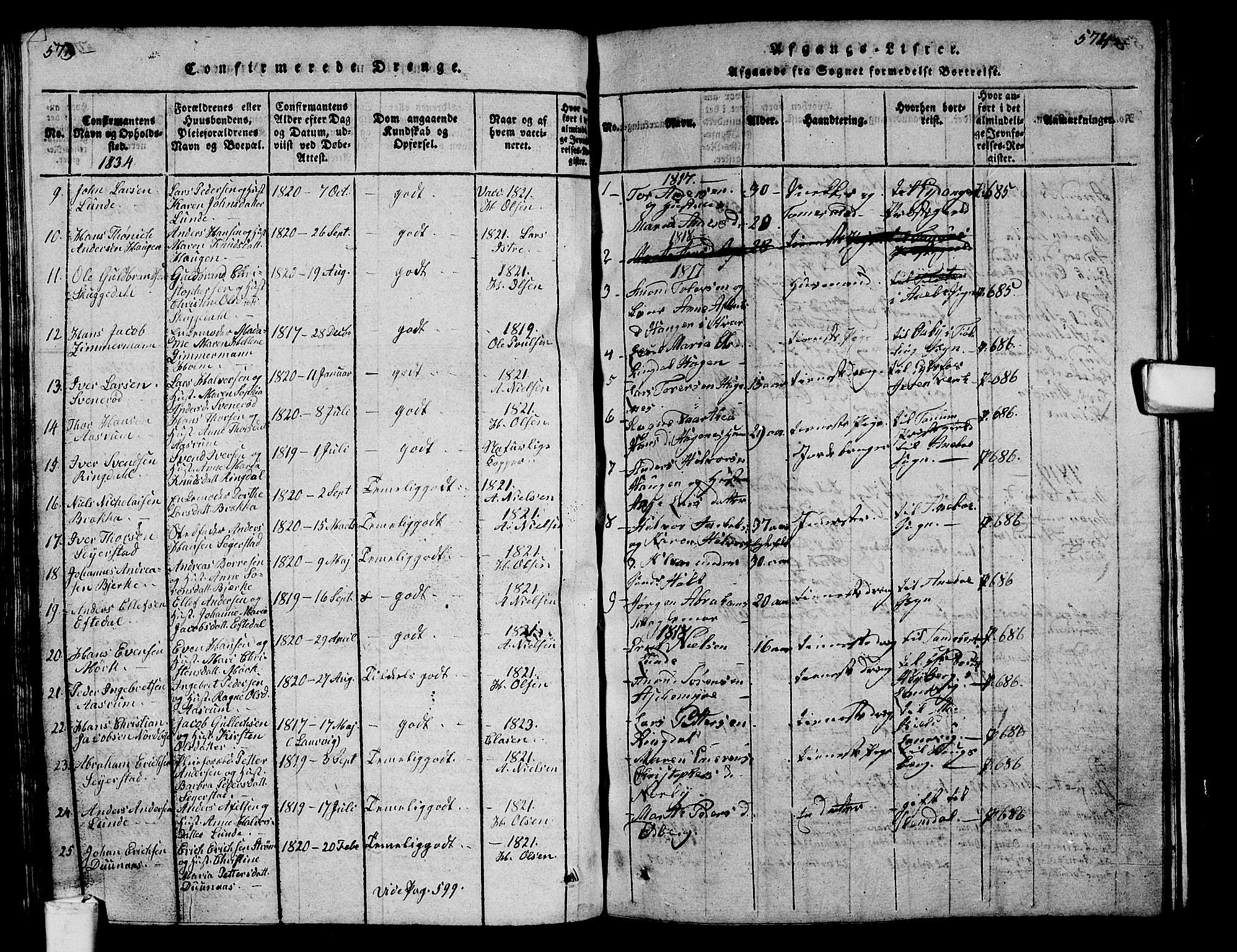 Hedrum kirkebøker, SAKO/A-344/G/Ga/L0003: Parish register (copy) no. I 3, 1817-1835, p. 573-574