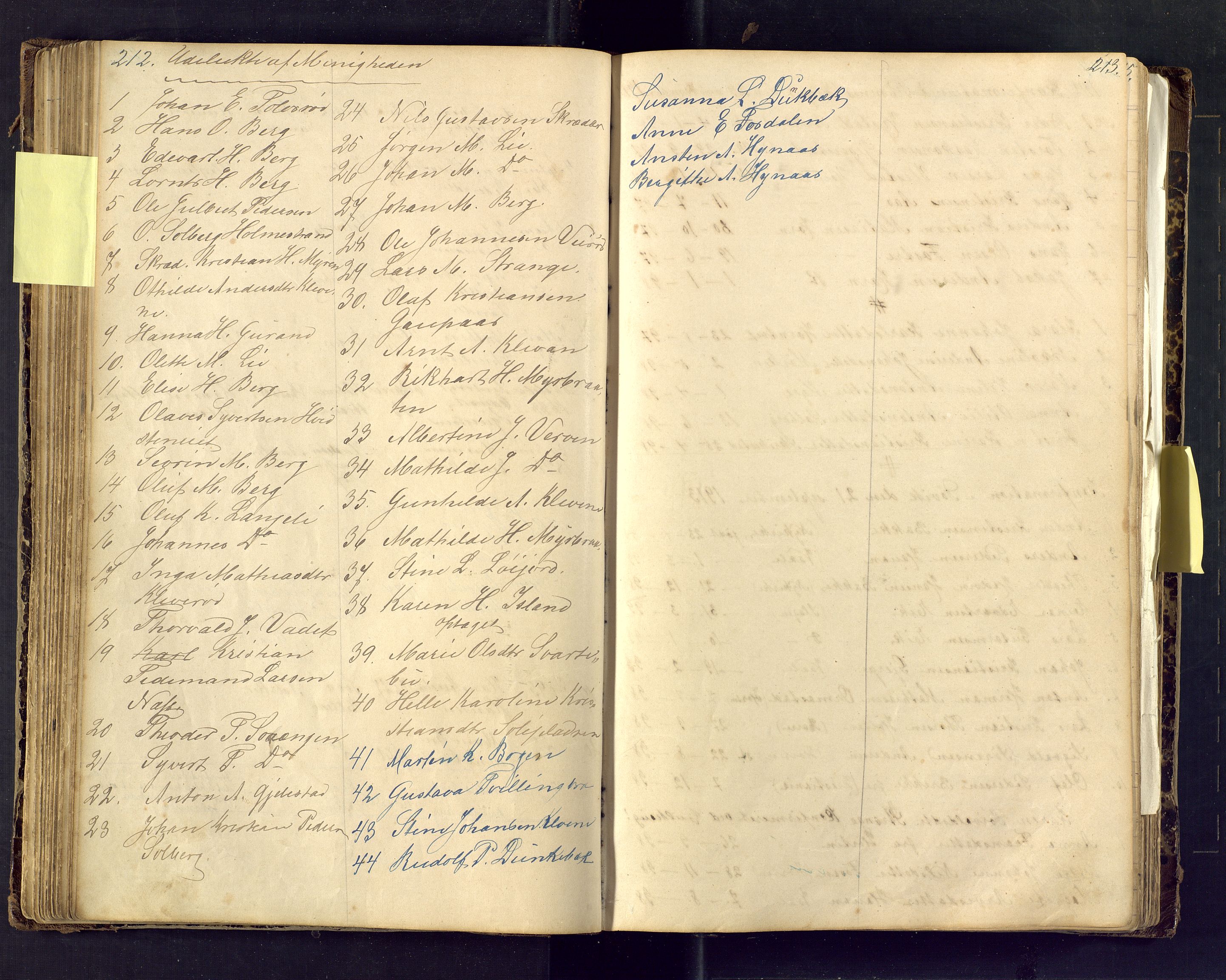 Den evangelisk lutherske frimenighet i Jarlsbergs grevskap med flere steder, SAKO/P-1384/F/Fa/L0001: Dissenter register no. Fa/L0001, 1872-1925, p. 212-213