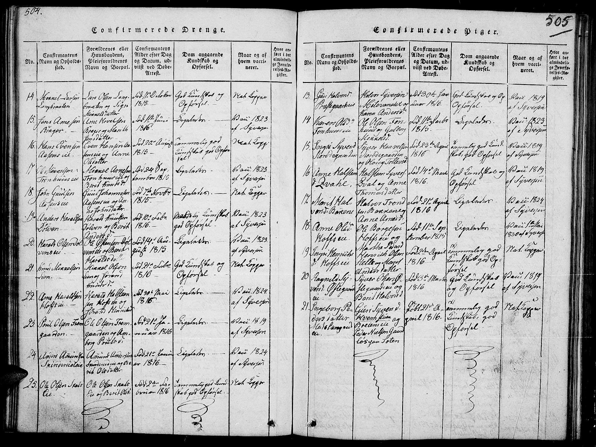 Sør-Aurdal prestekontor, AV/SAH-PREST-128/H/Ha/Hab/L0002: Parish register (copy) no. 2, 1826-1840, p. 504-505