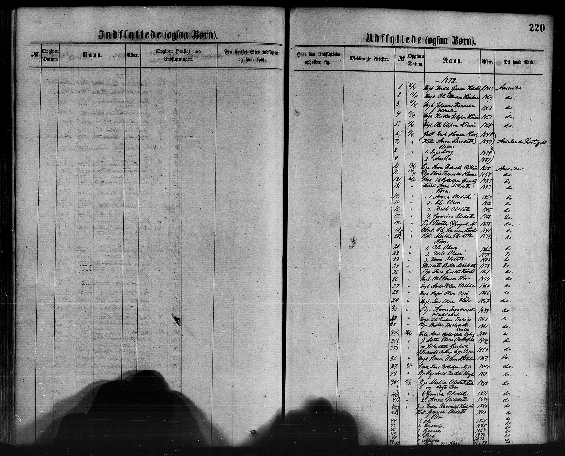 Leikanger sokneprestembete, AV/SAB-A-81001/H/Haa/Haaa/L0009: Parish register (official) no. A 9, 1869-1888, p. 220