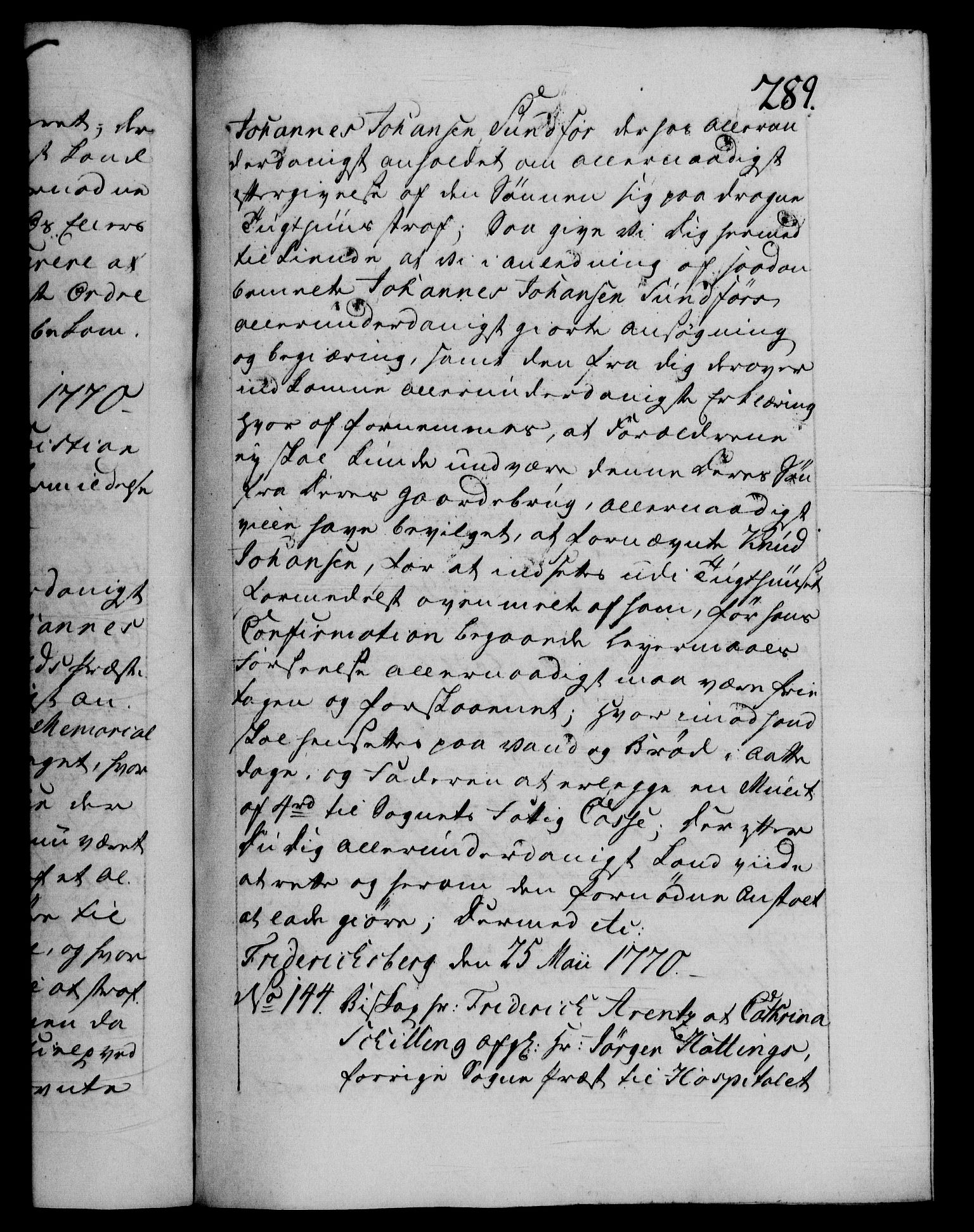 Danske Kanselli 1572-1799, AV/RA-EA-3023/F/Fc/Fca/Fcab/L0039: Norske tegnelser, 1769-1771, p. 289a