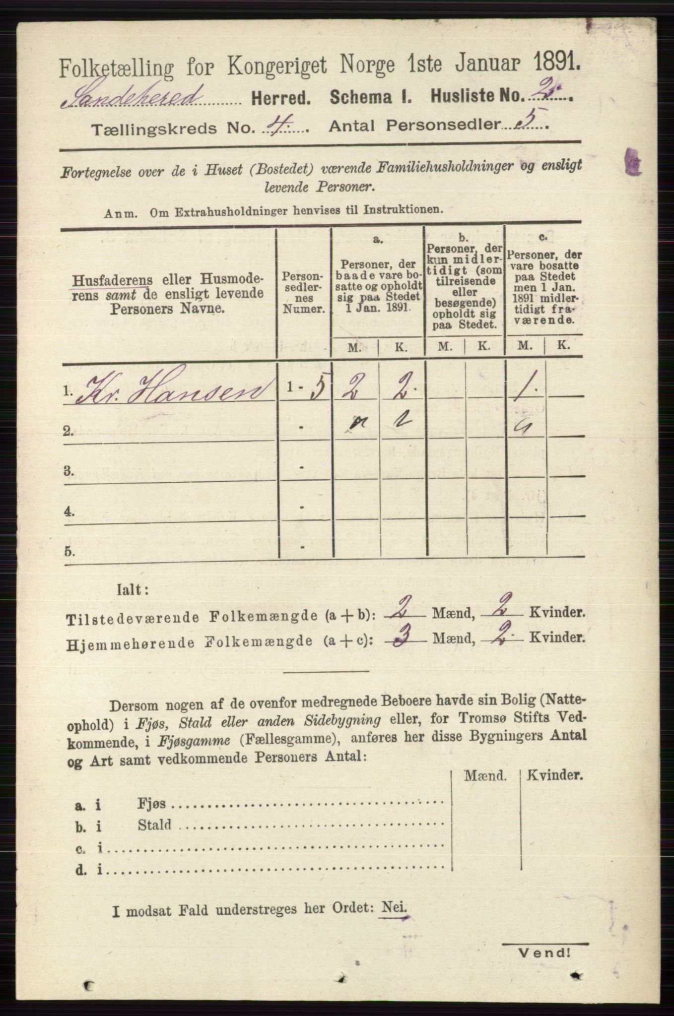 RA, 1891 census for 0724 Sandeherred, 1891, p. 2282