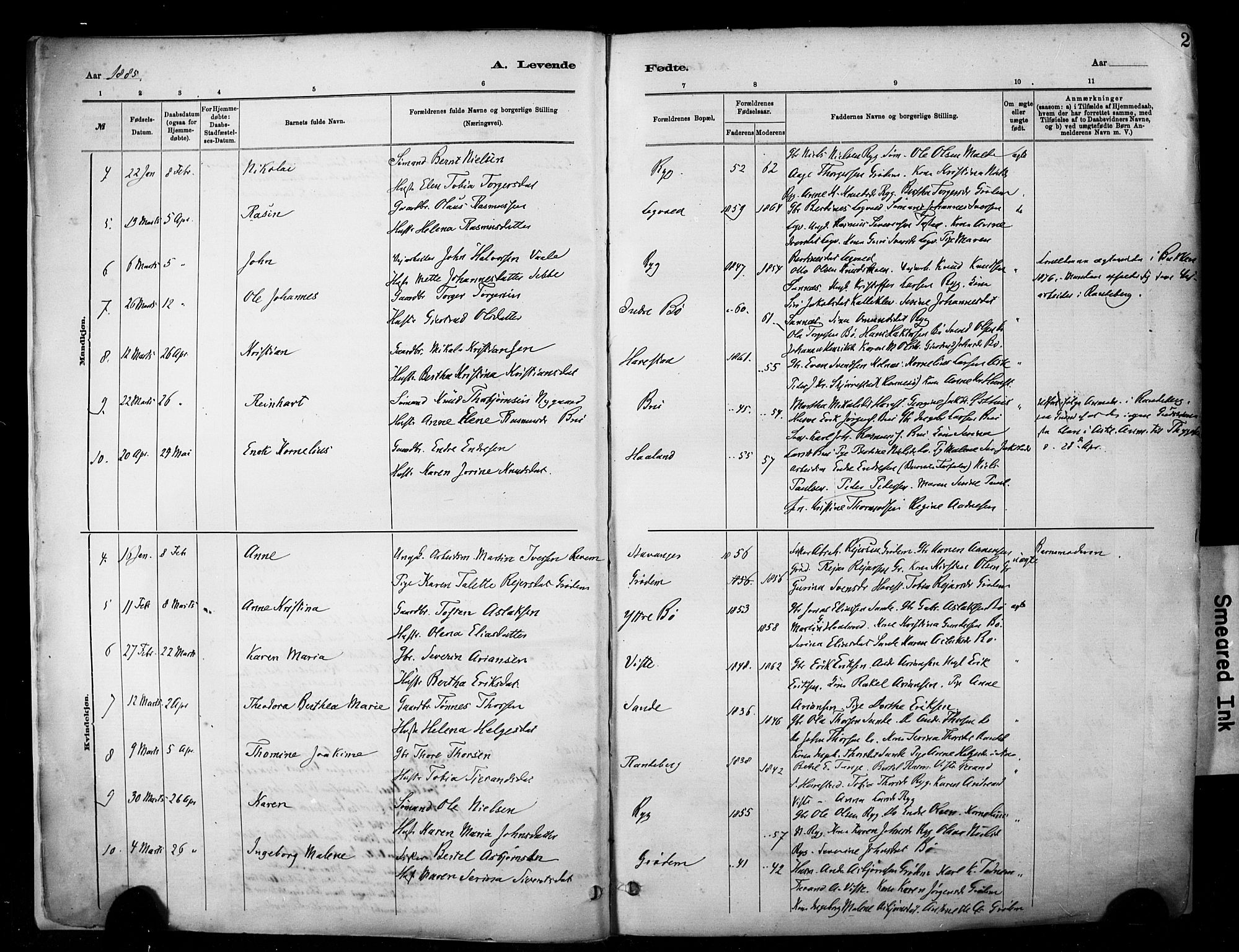 Hetland sokneprestkontor, SAST/A-101826/30/30BA/L0009: Parish register (official) no. A 9, 1882-1918, p. 2