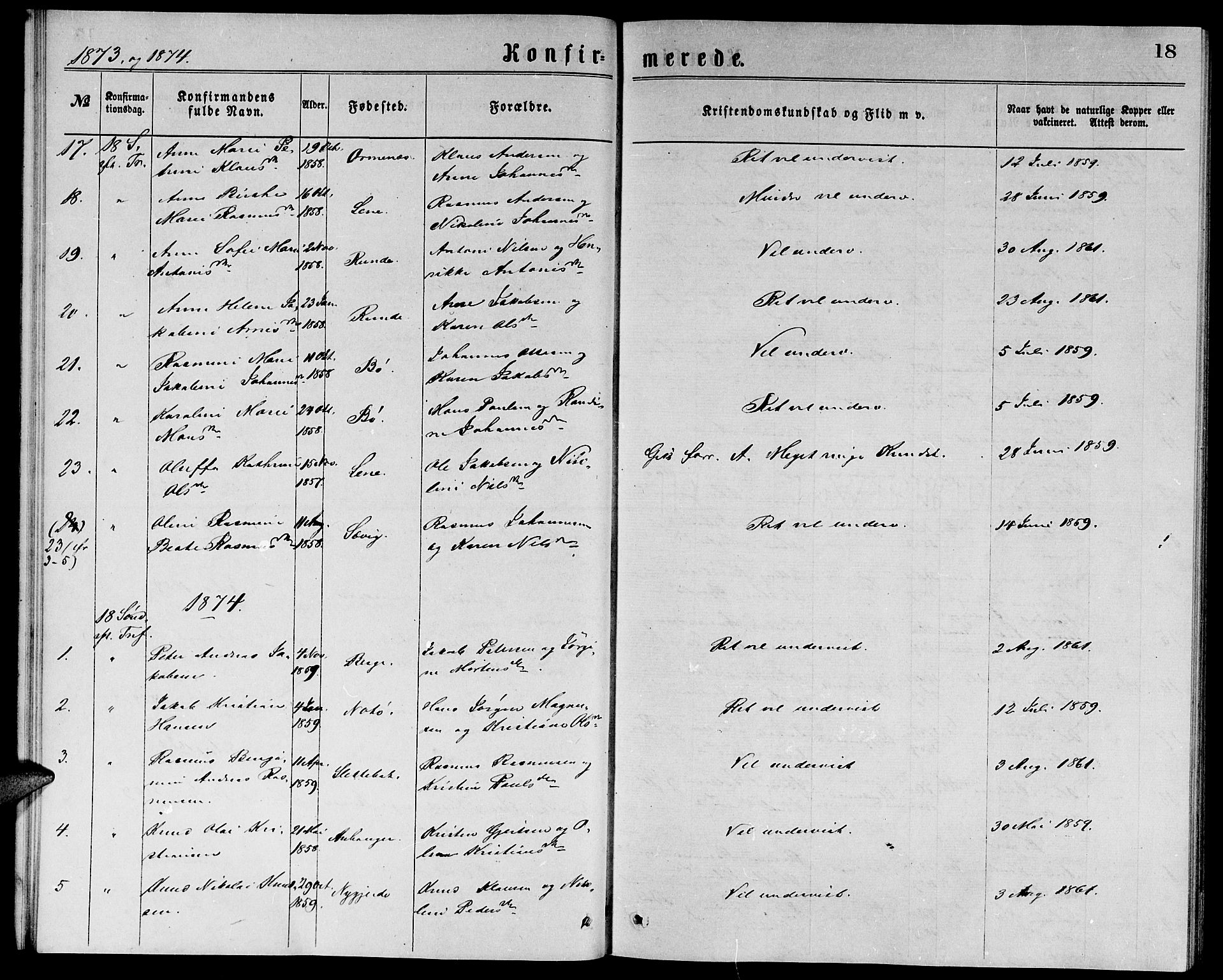 Ministerialprotokoller, klokkerbøker og fødselsregistre - Møre og Romsdal, AV/SAT-A-1454/507/L0072: Parish register (official) no. 507A07, 1869-1878, p. 18