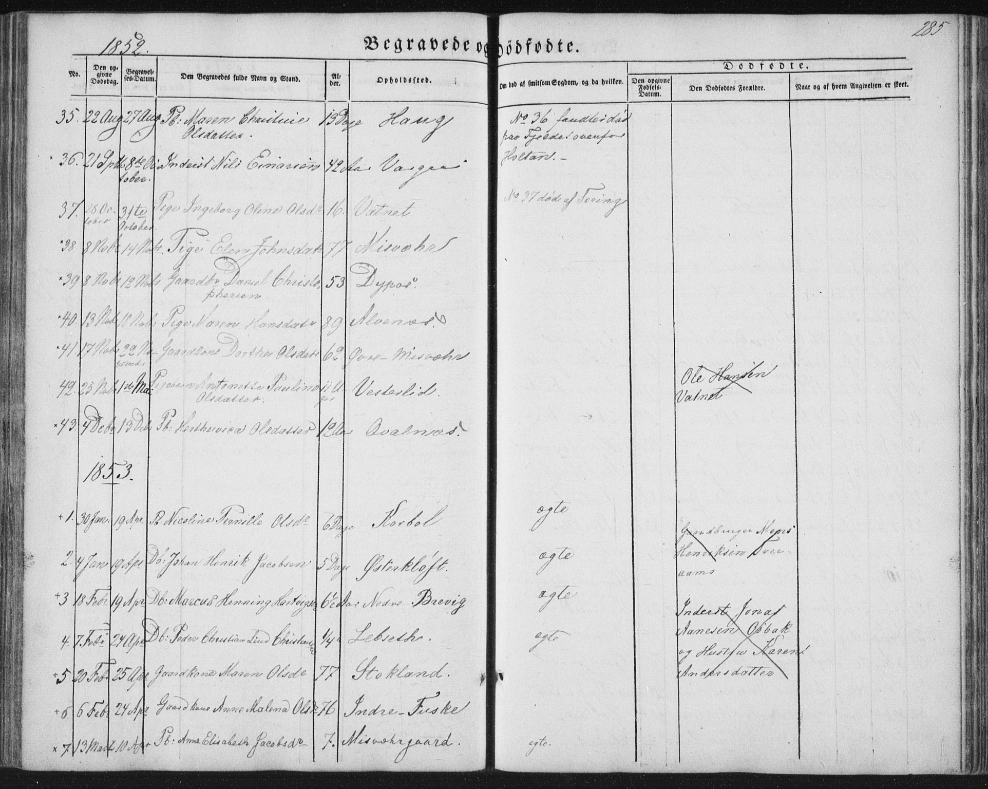 Ministerialprotokoller, klokkerbøker og fødselsregistre - Nordland, AV/SAT-A-1459/852/L0738: Parish register (official) no. 852A08, 1849-1865, p. 285