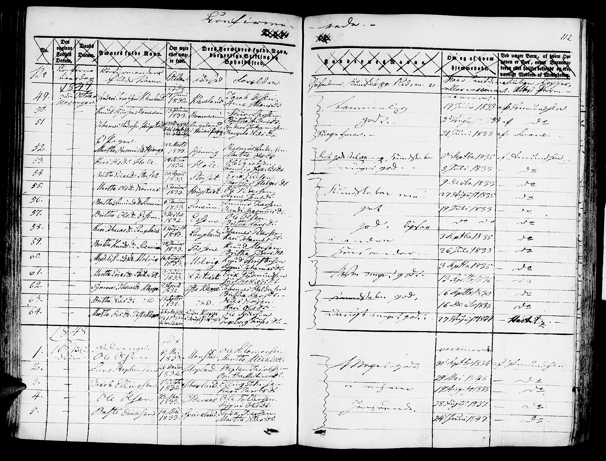 Hosanger sokneprestembete, AV/SAB-A-75801/H/Haa: Parish register (official) no. A 7, 1835-1848, p. 112