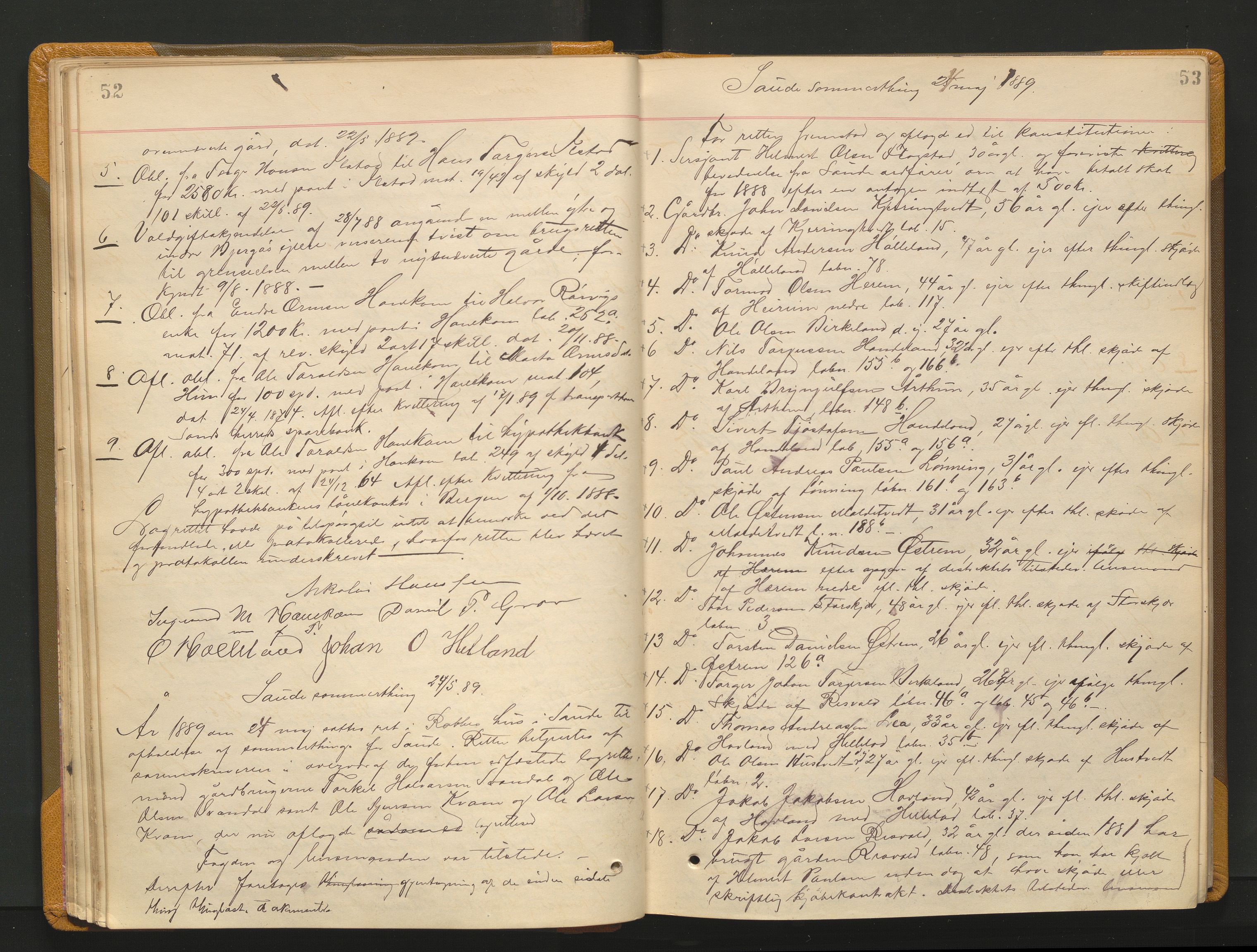 Ryfylke tingrett, AV/SAST-A-100055/001/I/IB/IB0/L0015: Tingbok, Ryfylke, 1889-1891, p. 52-53