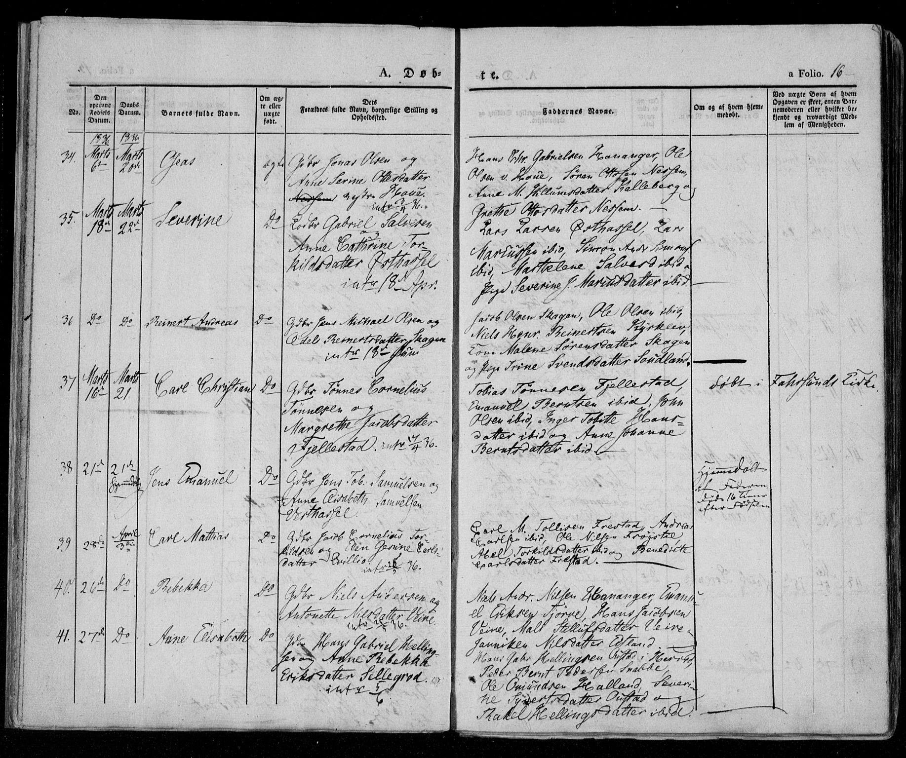 Lista sokneprestkontor, AV/SAK-1111-0027/F/Fa/L0009: Parish register (official) no. A 9, 1835-1846, p. 16