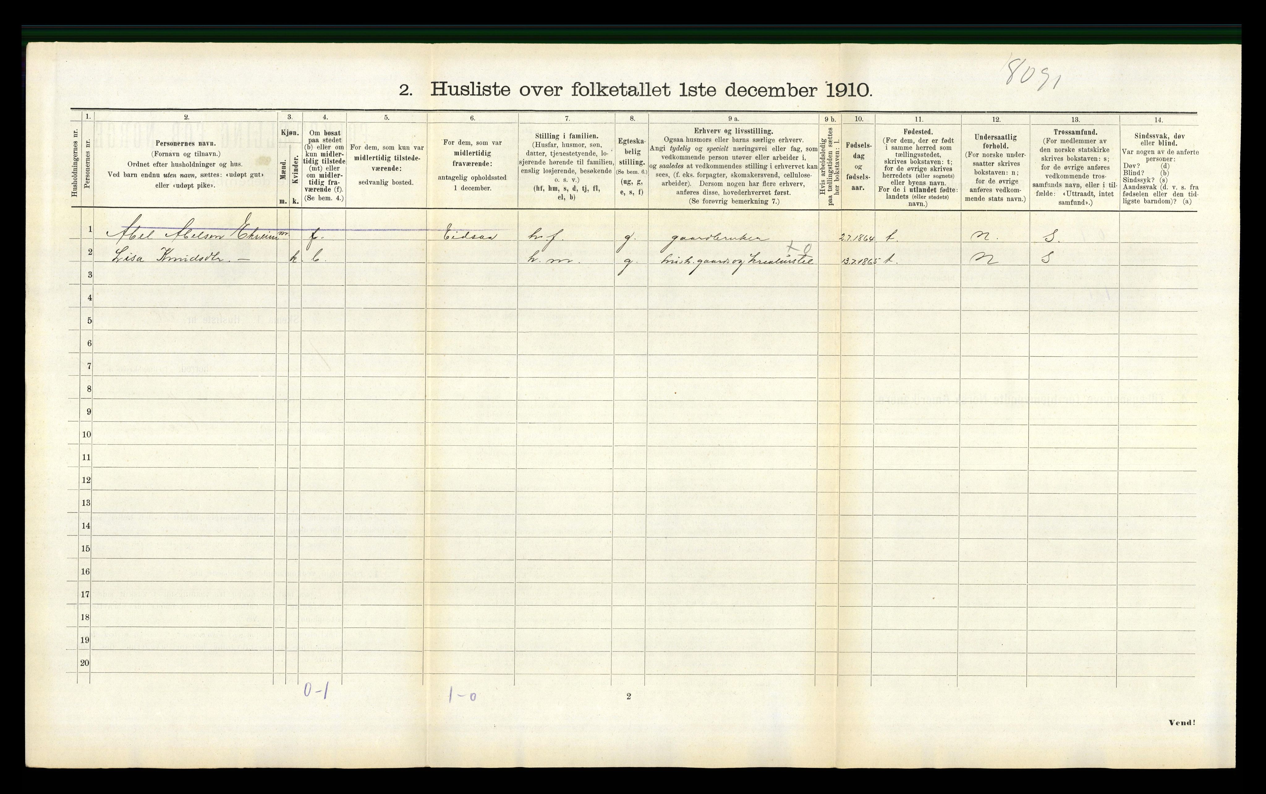 RA, 1910 census for Vanylven, 1910, p. 442