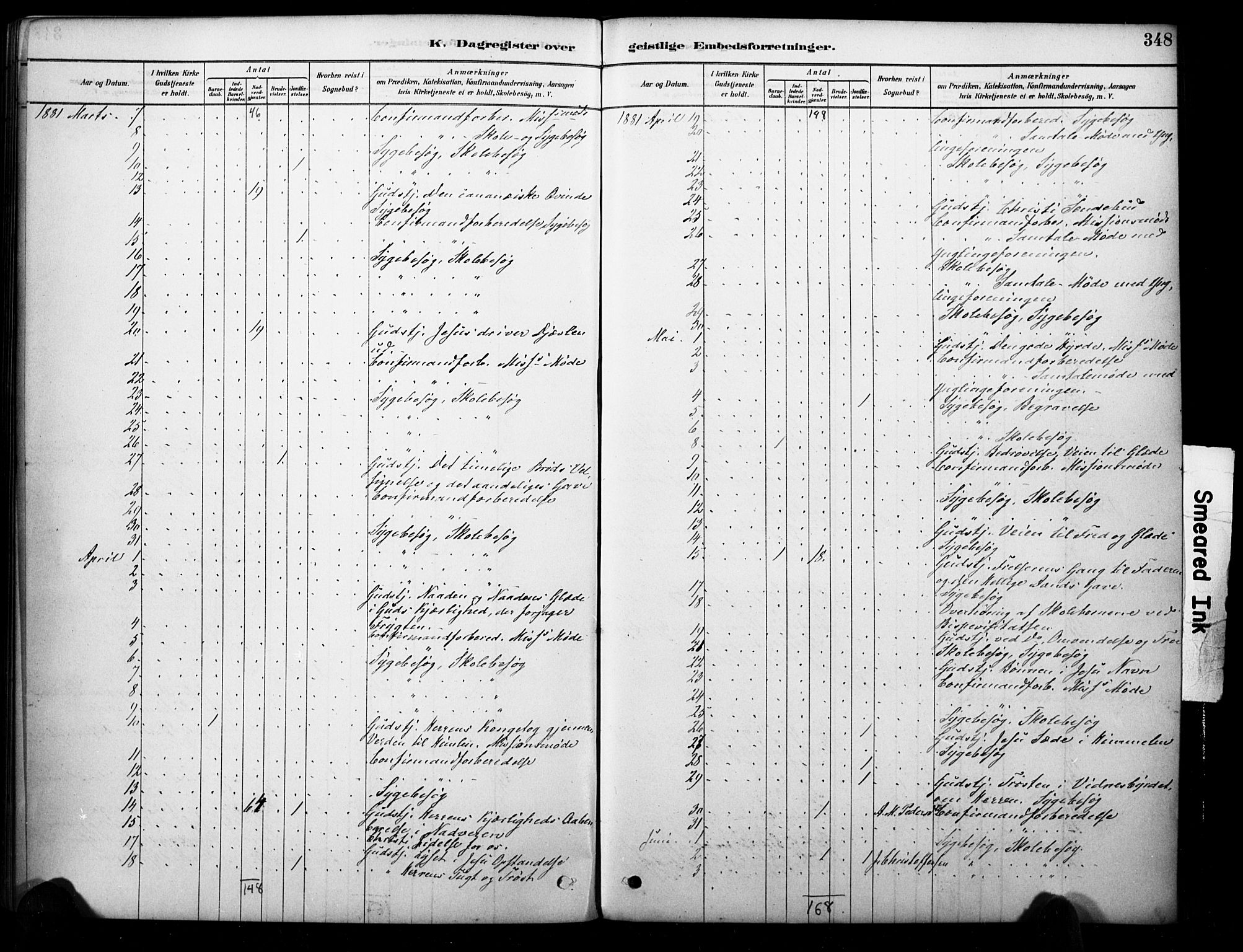 Strømm kirkebøker, AV/SAKO-A-322/F/Fb/L0001: Parish register (official) no. II 1, 1878-1899, p. 348