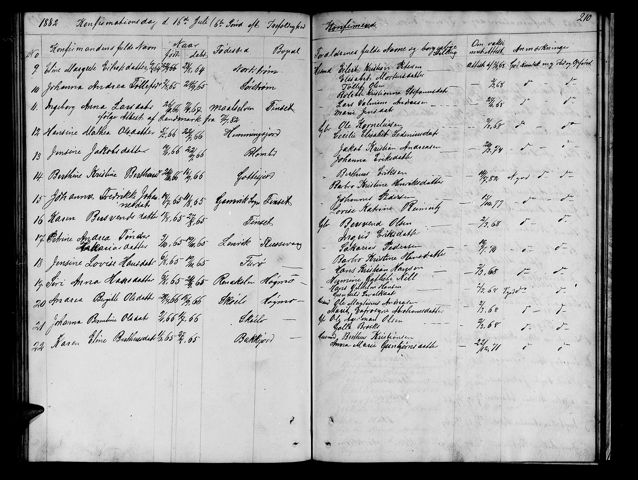 Tranøy sokneprestkontor, SATØ/S-1313/I/Ia/Iab/L0021klokker: Parish register (copy) no. 21, 1861-1886, p. 210