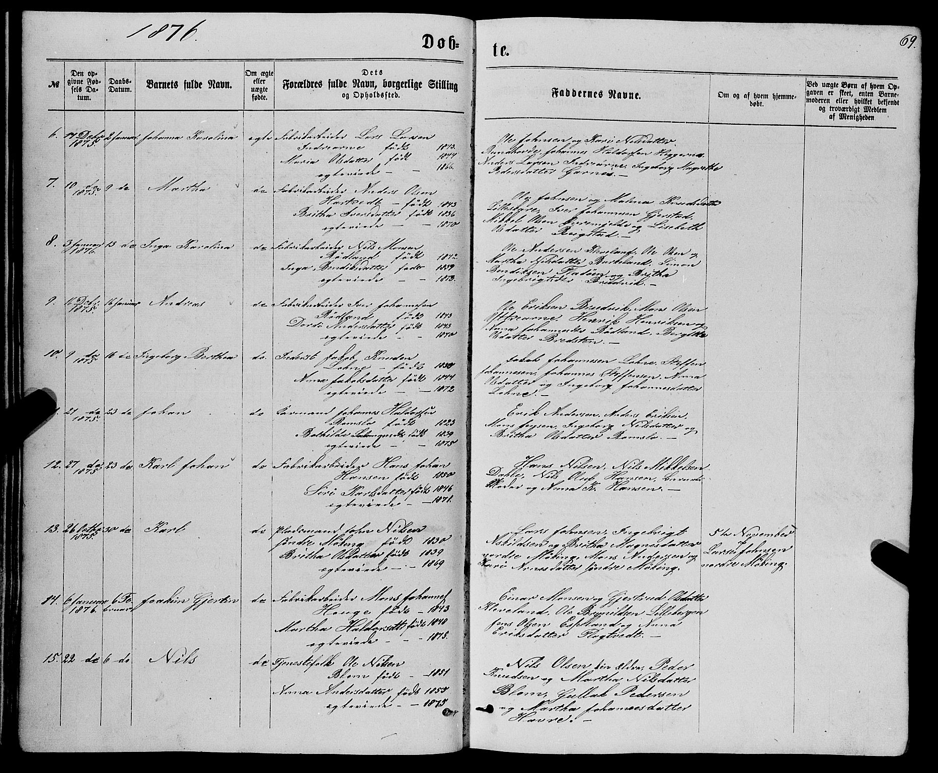 Haus sokneprestembete, SAB/A-75601/H/Haa: Parish register (official) no. A 18, 1871-1877, p. 69