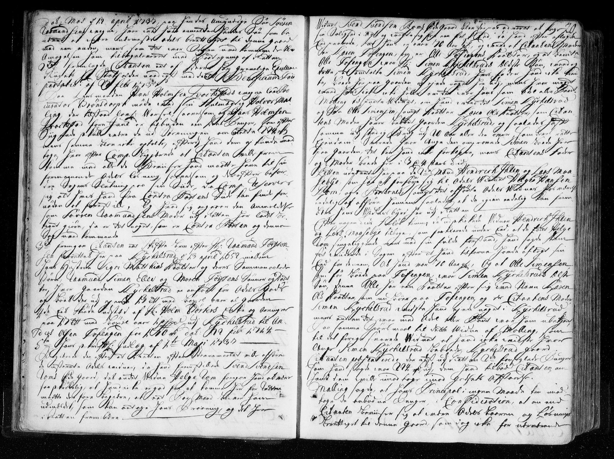 Heggen og Frøland sorenskriveri I, AV/SAO-A-11556/F/Fb/L0043: Tingbok, 1737-1743, p. 19b-20a