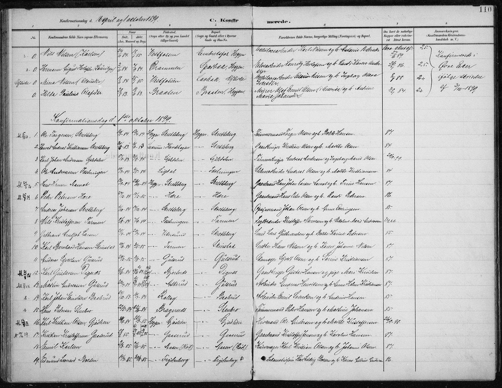 Modum kirkebøker, AV/SAKO-A-234/F/Fa/L0013: Parish register (official) no. 13, 1899-1907, p. 110