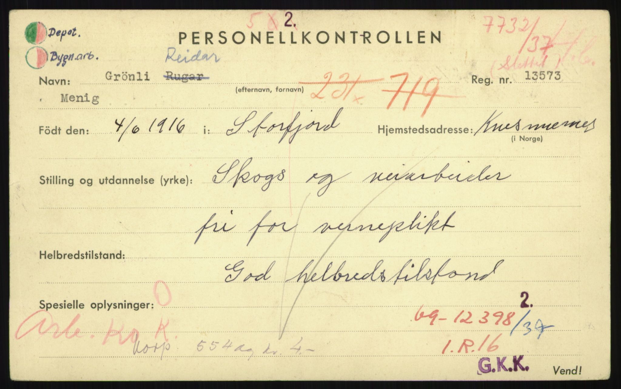 Forsvaret, Troms infanteriregiment nr. 16, AV/RA-RAFA-3146/P/Pa/L0021: Rulleblad for regimentets menige mannskaper, årsklasse 1937, 1937, p. 215