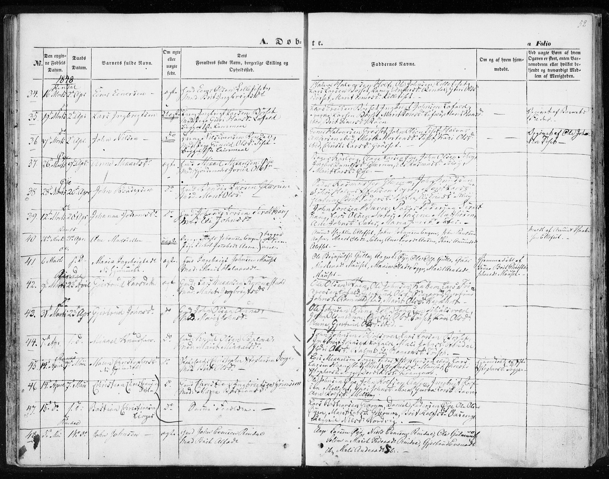 Ministerialprotokoller, klokkerbøker og fødselsregistre - Møre og Romsdal, AV/SAT-A-1454/595/L1043: Parish register (official) no. 595A05, 1843-1851, p. 52