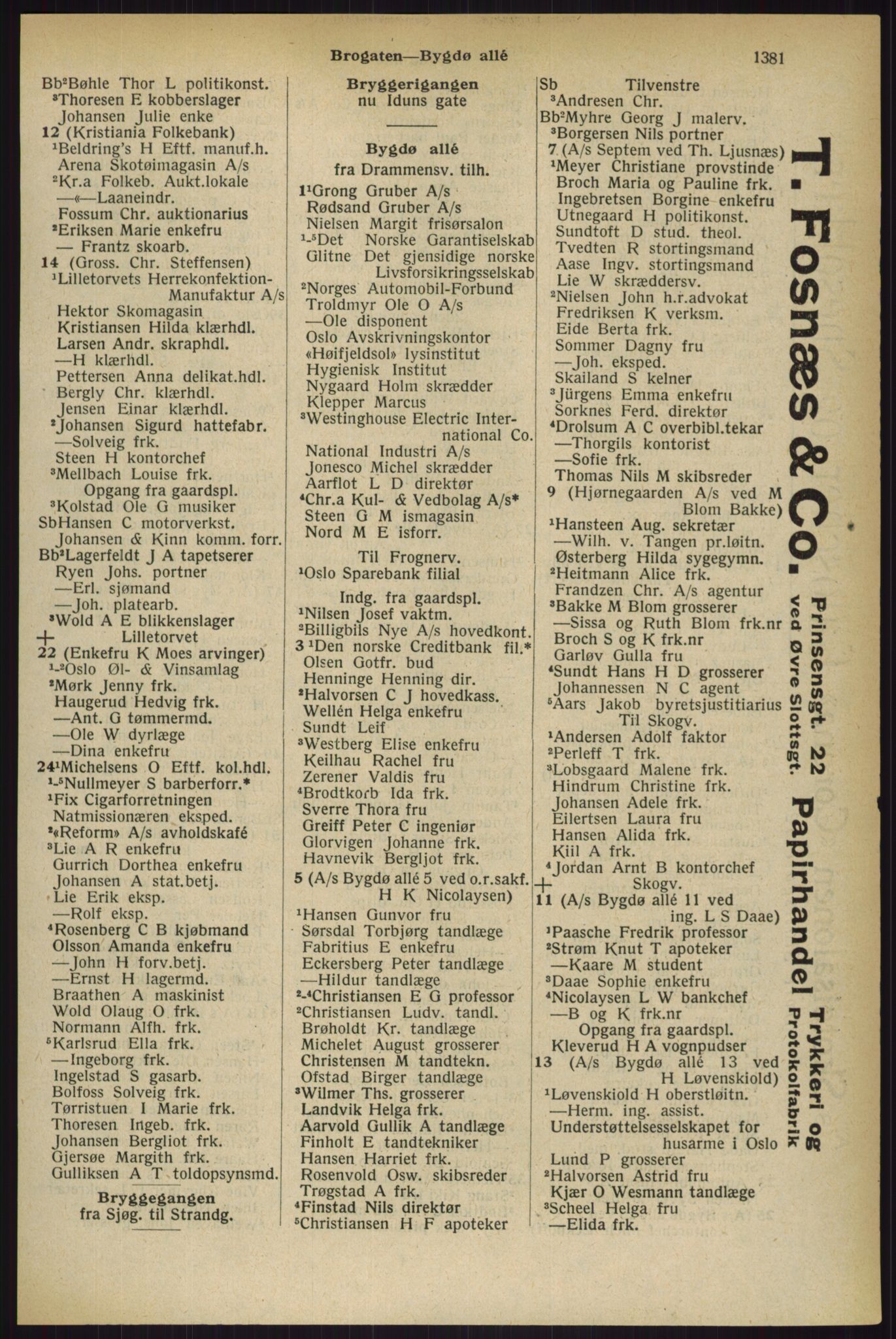 Kristiania/Oslo adressebok, PUBL/-, 1927, p. 1381