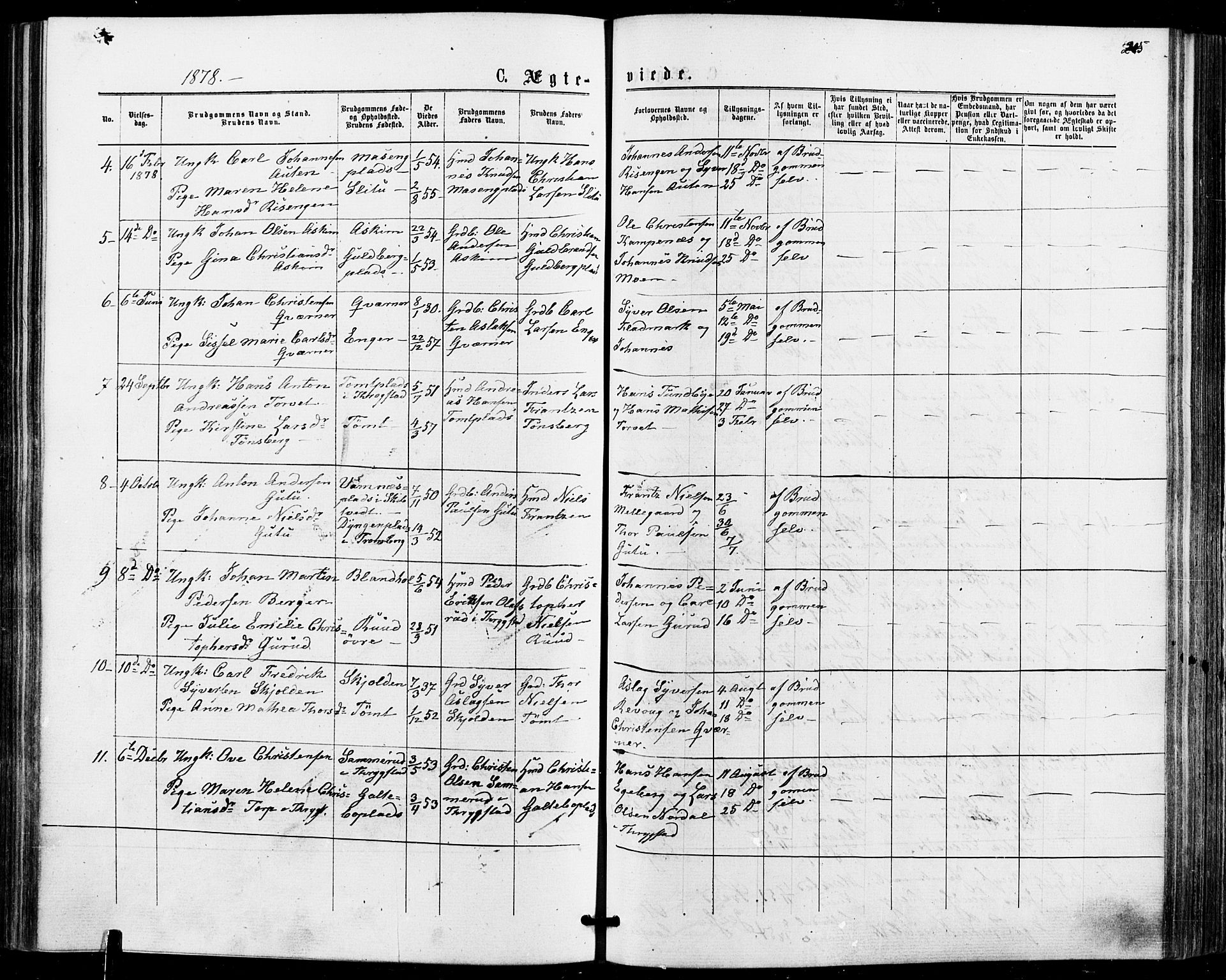 Askim prestekontor Kirkebøker, SAO/A-10900/F/Fa/L0006: Parish register (official) no. 6, 1874-1881, p. 205