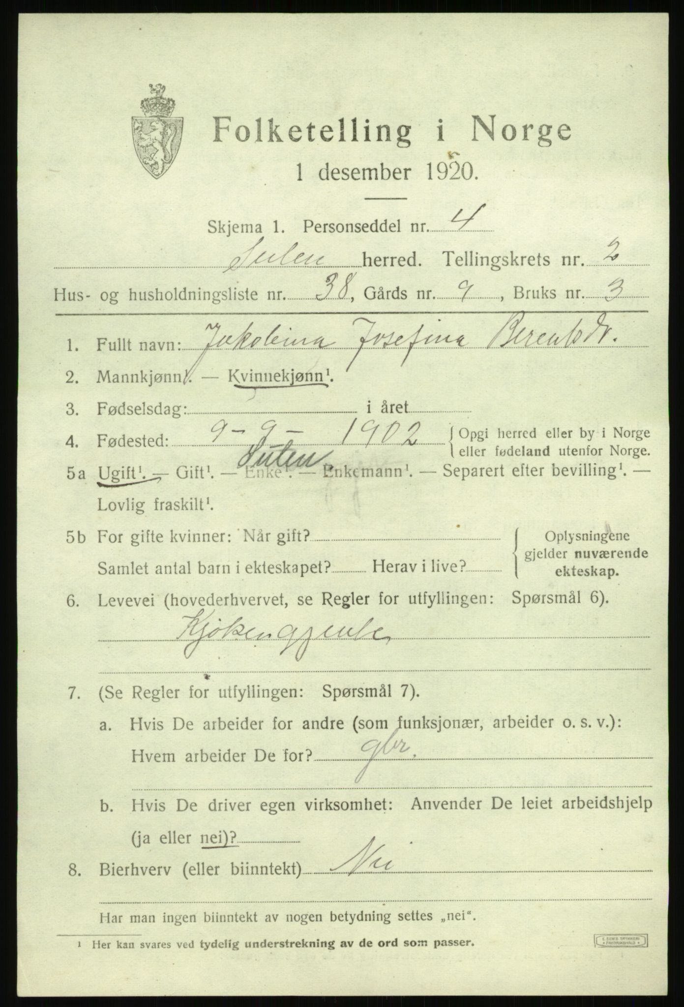 SAB, 1920 census for Solund, 1920, p. 1548