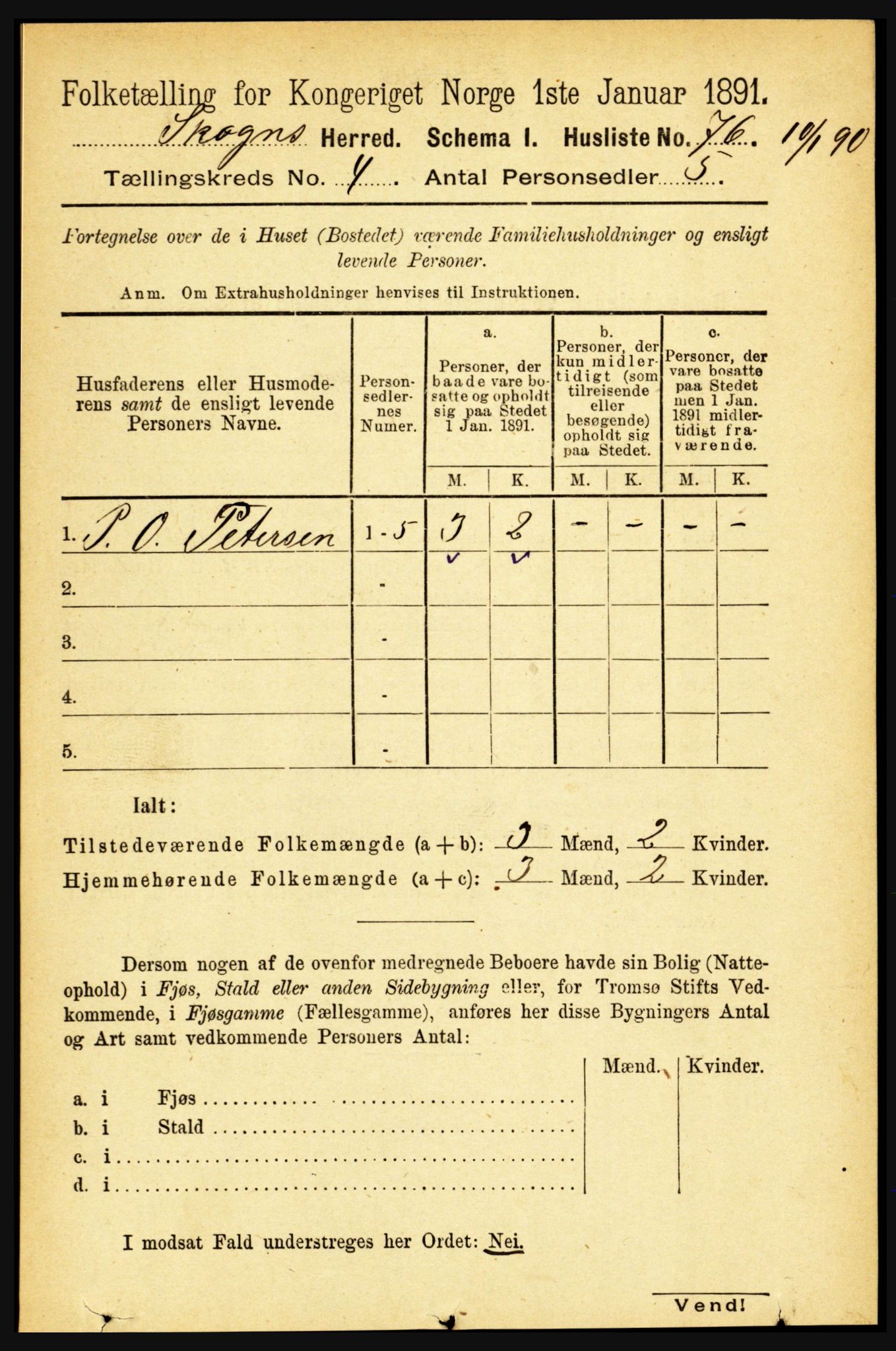 RA, 1891 census for 1719 Skogn, 1891, p. 2343