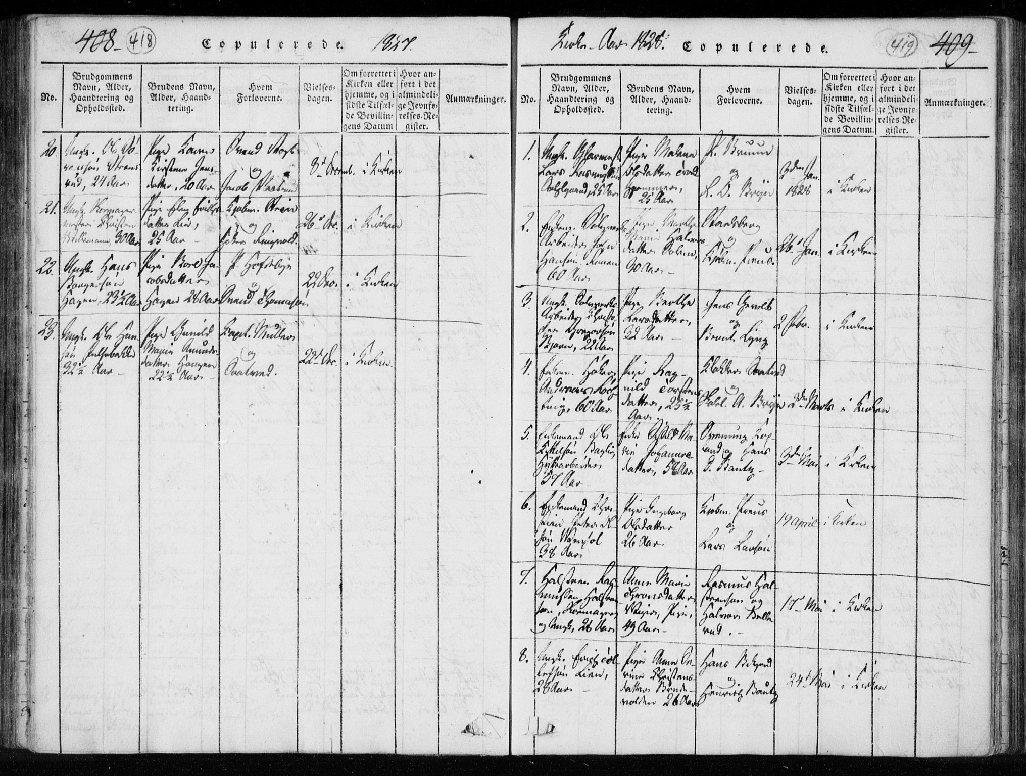 Kongsberg kirkebøker, SAKO/A-22/F/Fa/L0008: Parish register (official) no. I 8, 1816-1839, p. 418-419
