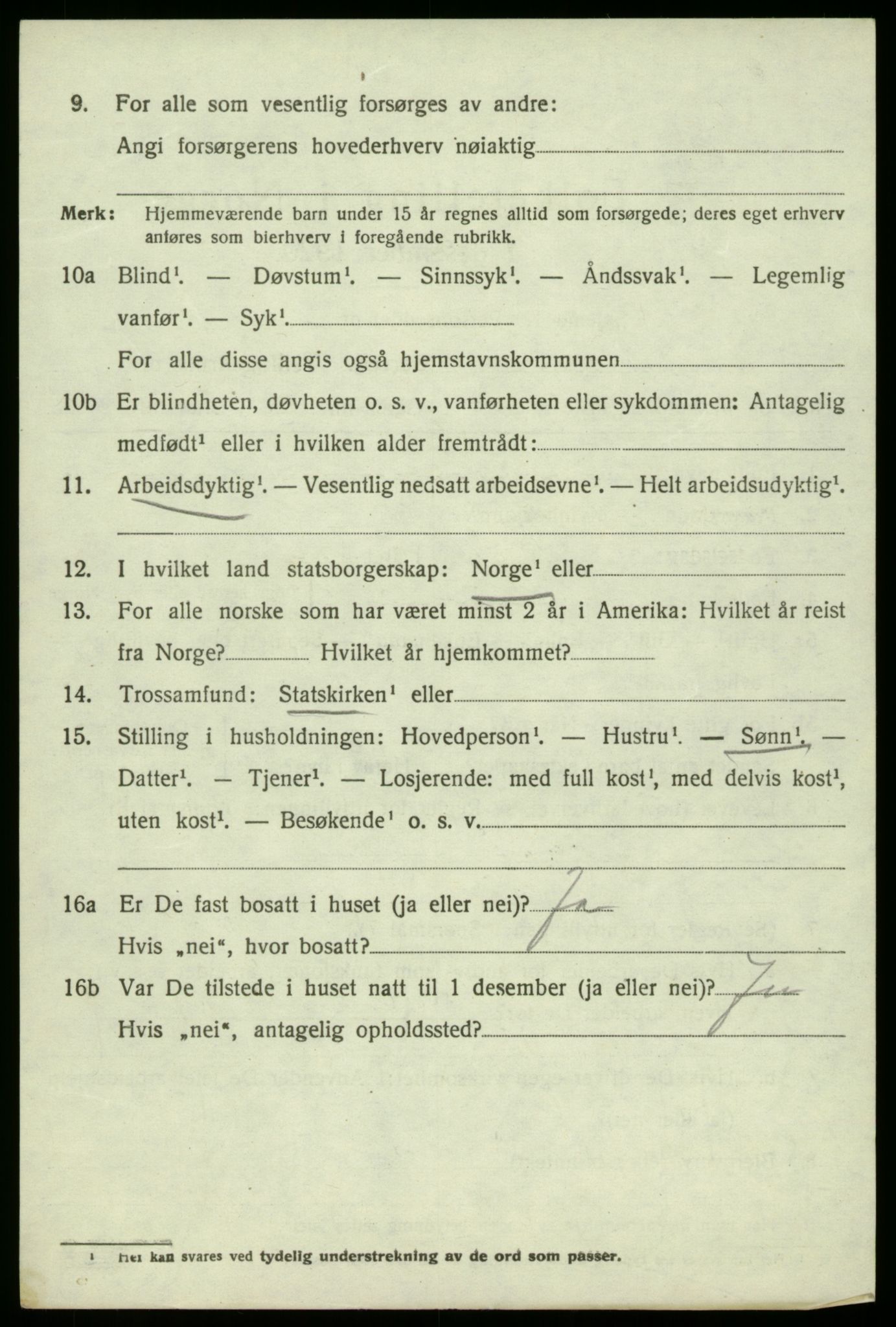 SAB, 1920 census for Bruvik, 1920, p. 3667