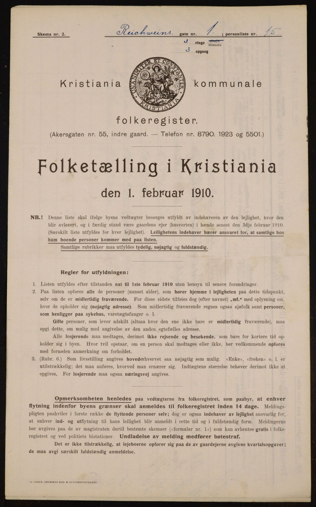 OBA, Municipal Census 1910 for Kristiania, 1910, p. 79009