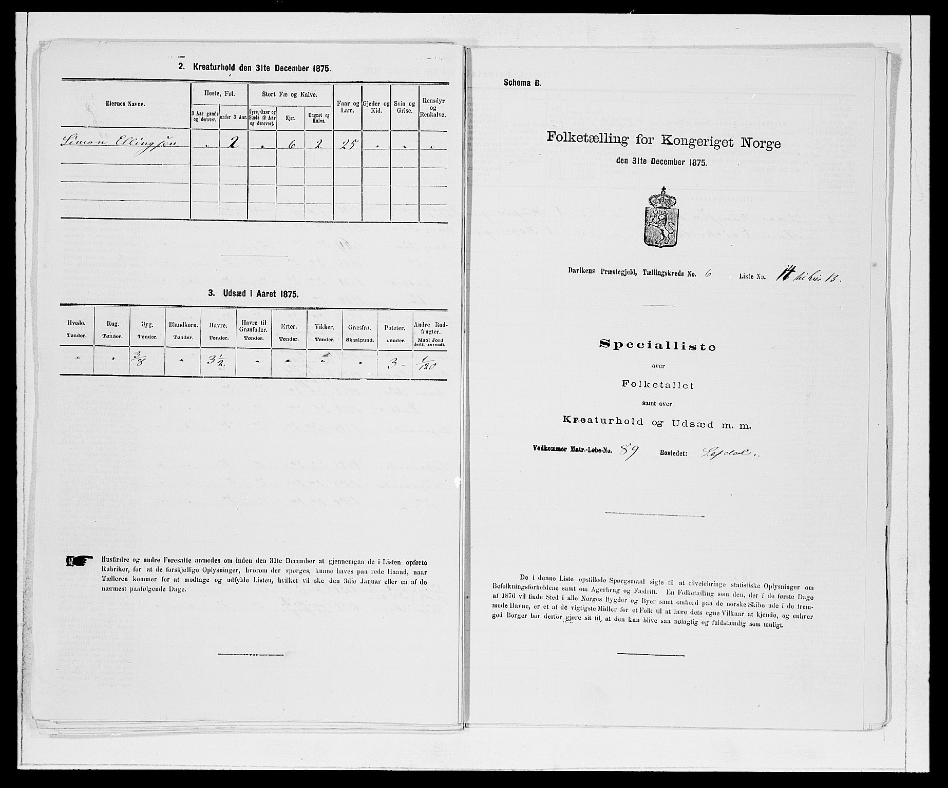 SAB, 1875 Census for 1442P Davik, 1875, p. 867