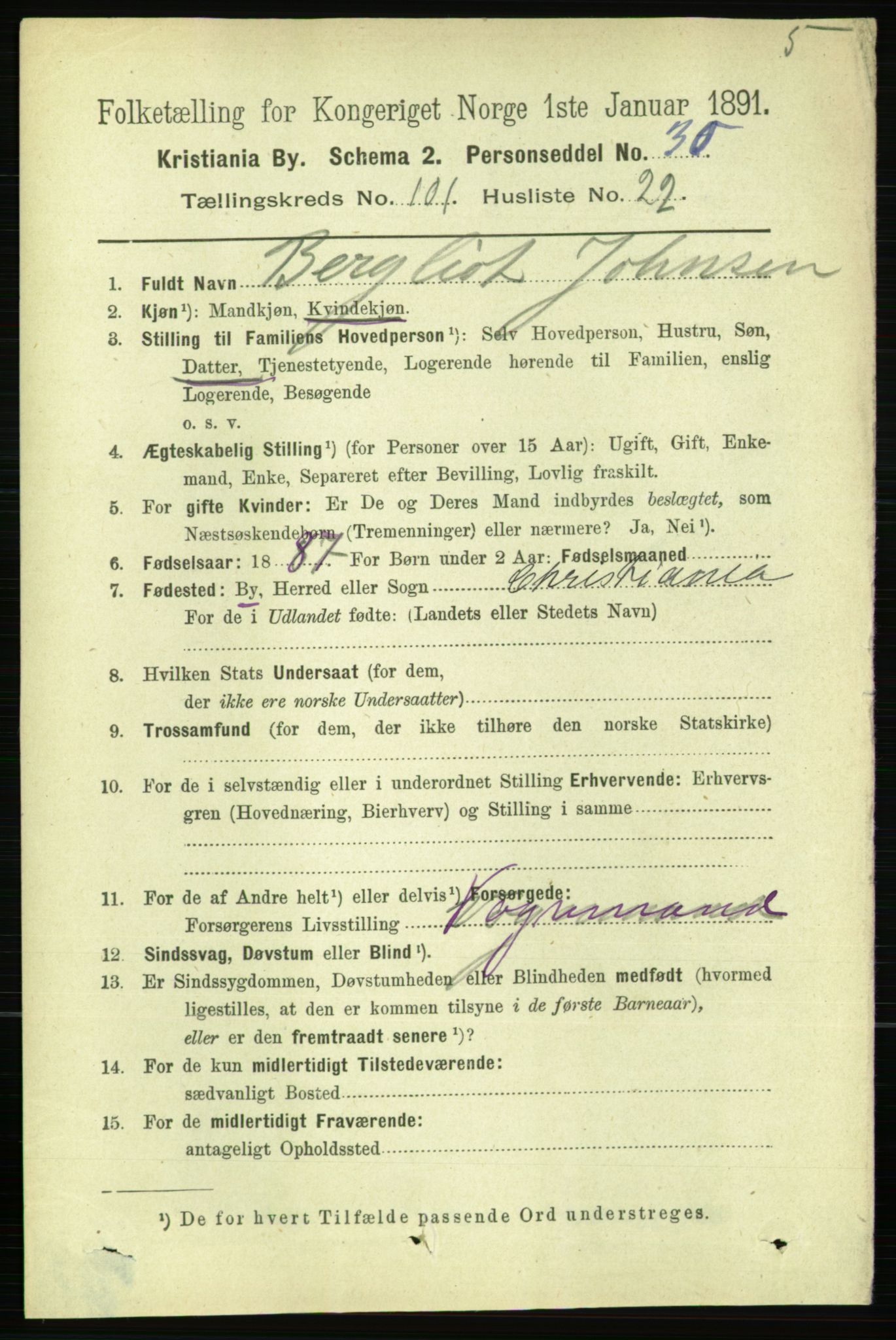 RA, 1891 census for 0301 Kristiania, 1891, p. 50543