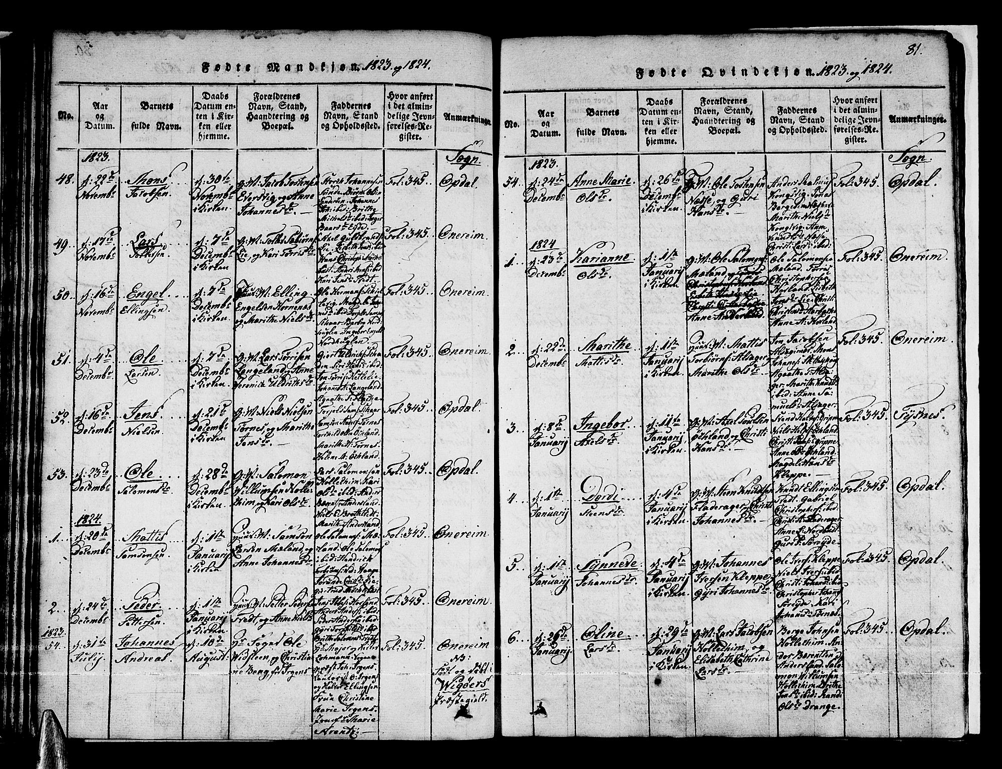 Tysnes sokneprestembete, AV/SAB-A-78601/H/Haa: Parish register (official) no. A 7, 1816-1826, p. 81