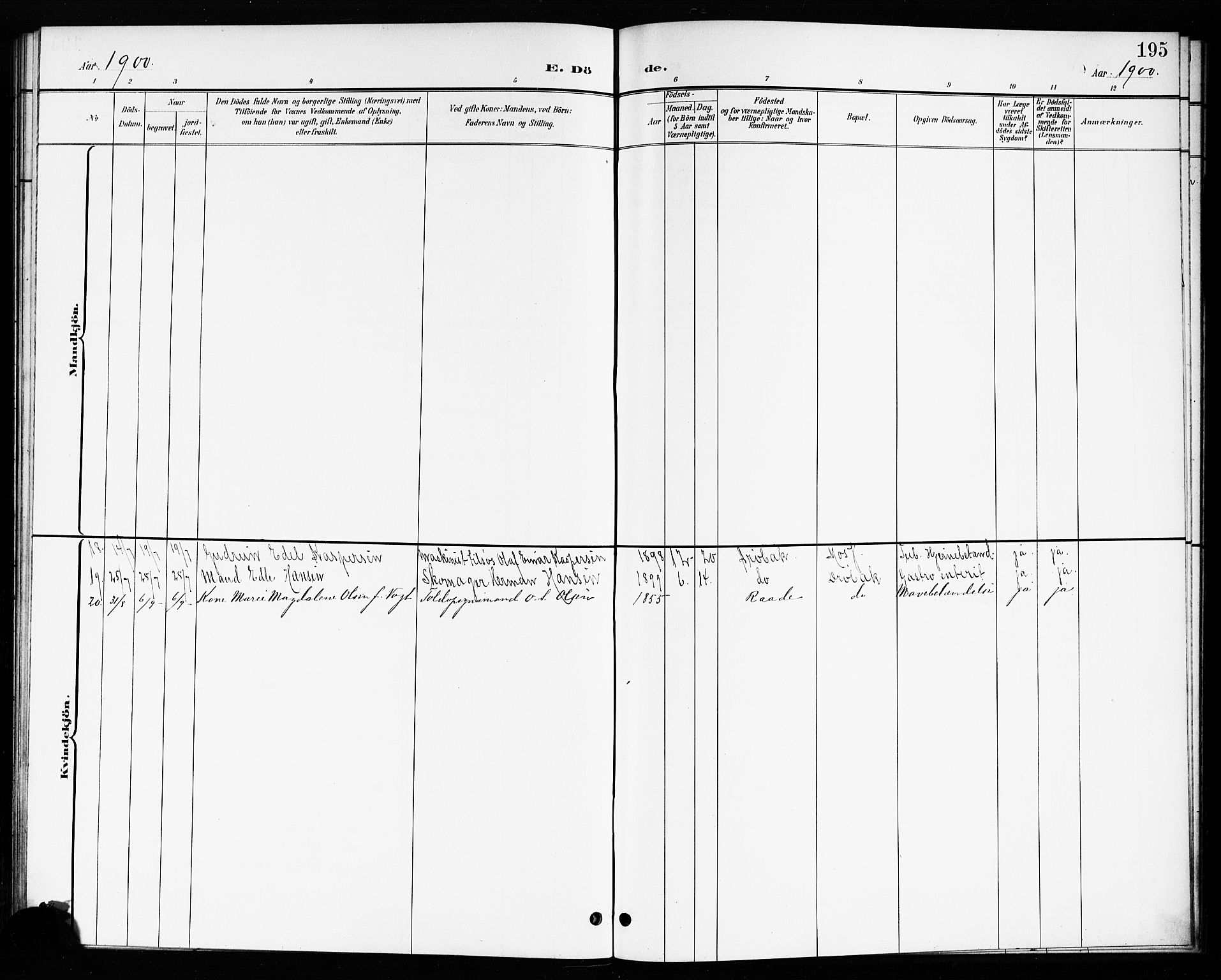 Drøbak prestekontor Kirkebøker, AV/SAO-A-10142a/G/Ga/L0001: Parish register (copy) no. I 1, 1897-1917, p. 195