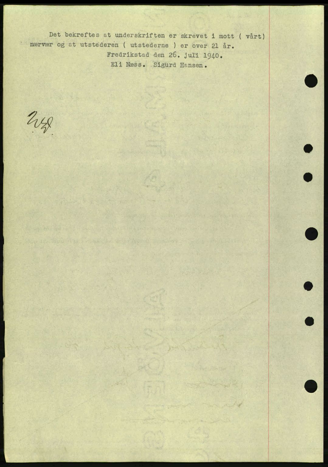Fredrikstad byfogd, AV/SAO-A-10473a/G/Ga/Gac/L0002: Mortgage book no. A32a, 1940-1945, Diary no: : 679/1940