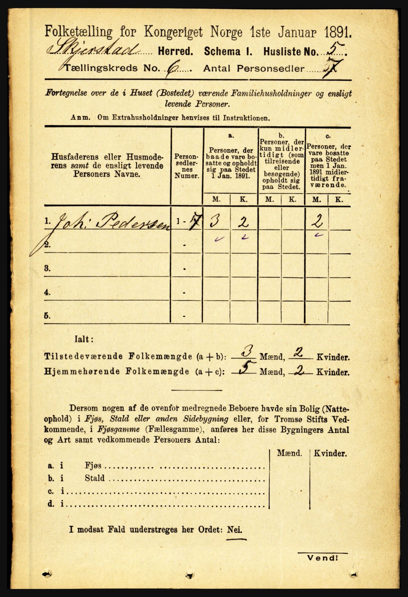 RA, 1891 census for 1842 Skjerstad, 1891, p. 1905