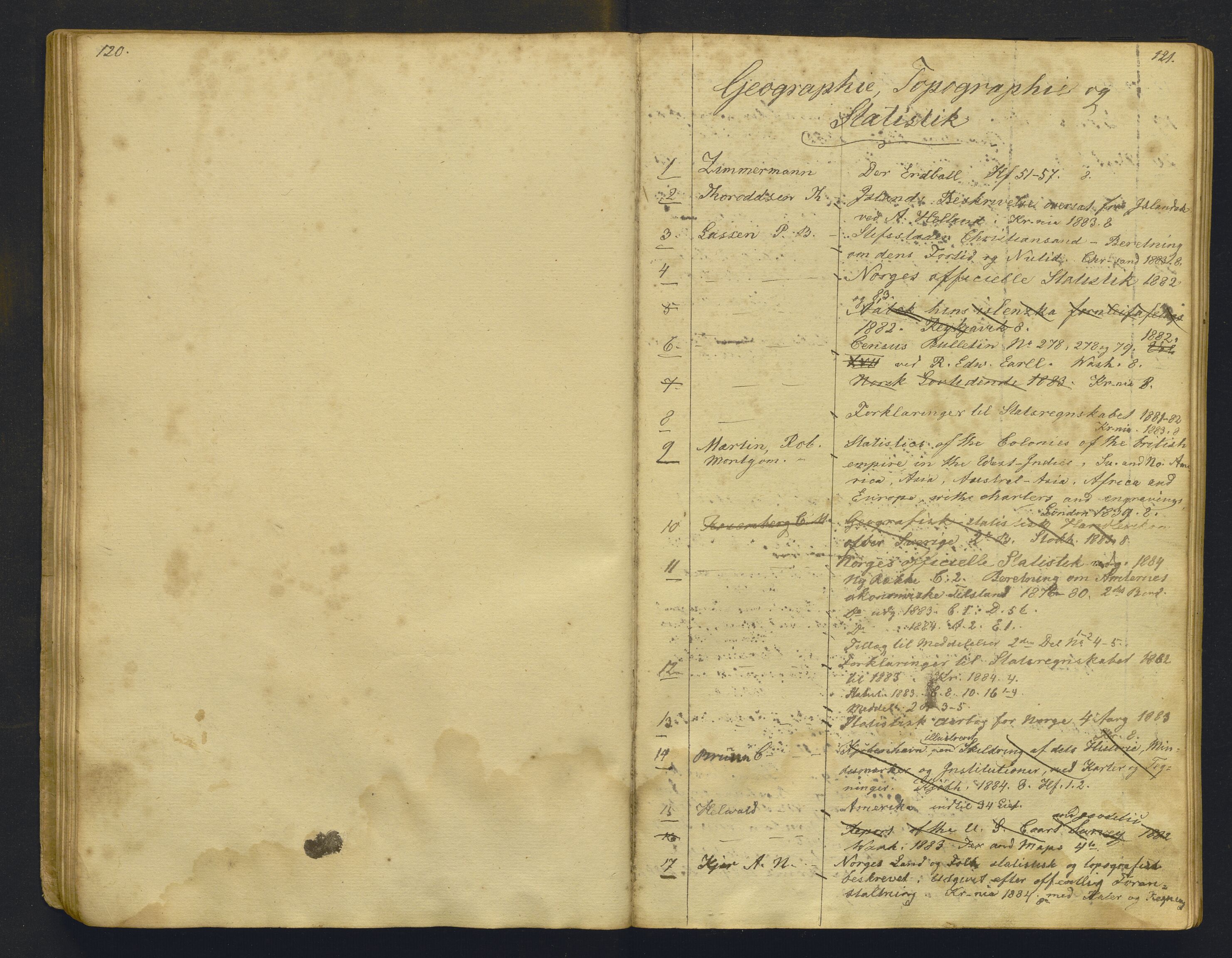Bergens Museum, AV/SAB-A-17301/05/G/Gb/L0001: Tilleggskatalog ved Historisk-Antikvarisk avdeling, 1883-1888, p. 120-121
