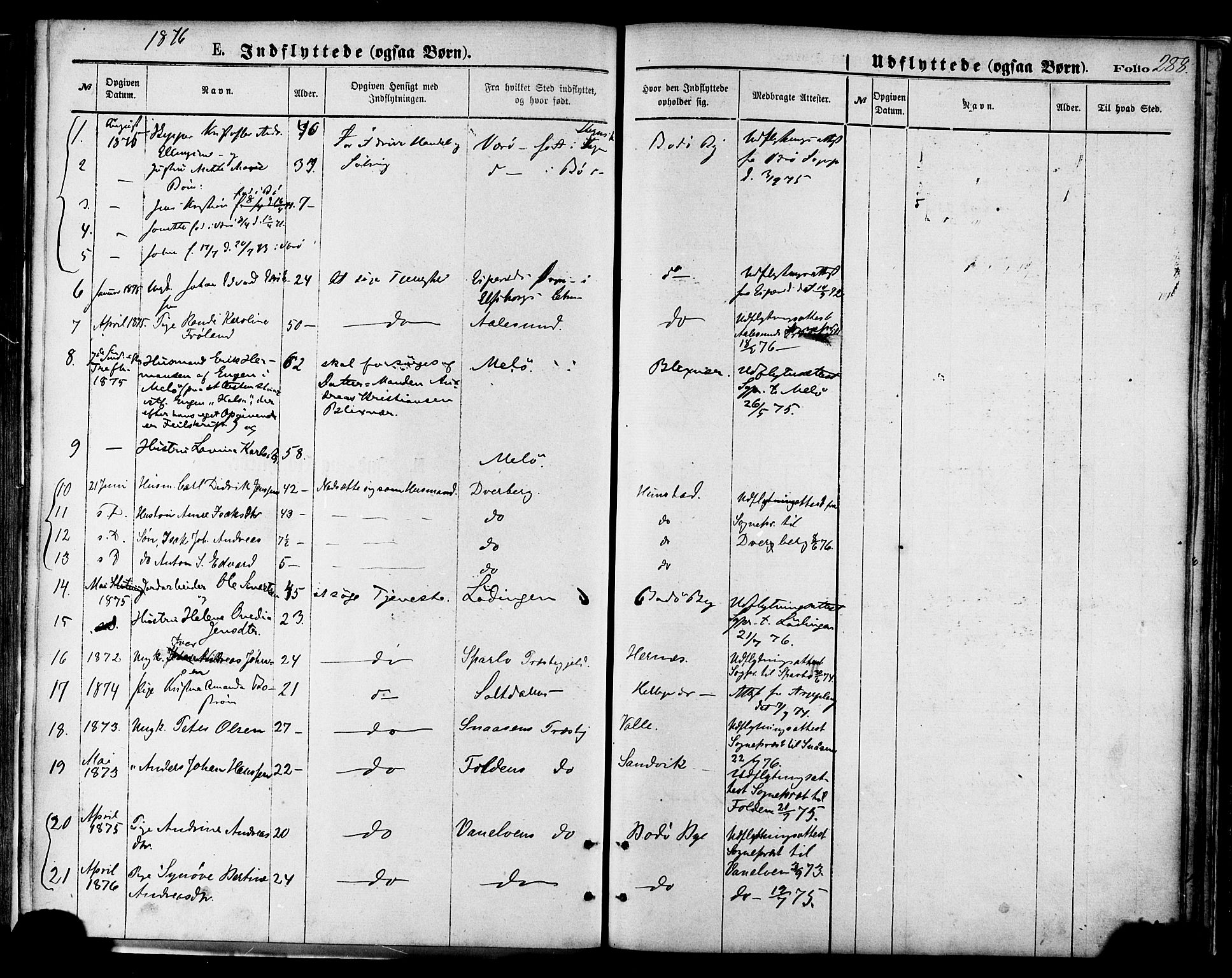 Ministerialprotokoller, klokkerbøker og fødselsregistre - Nordland, SAT/A-1459/801/L0009: Parish register (official) no. 801A09, 1876-1883, p. 288