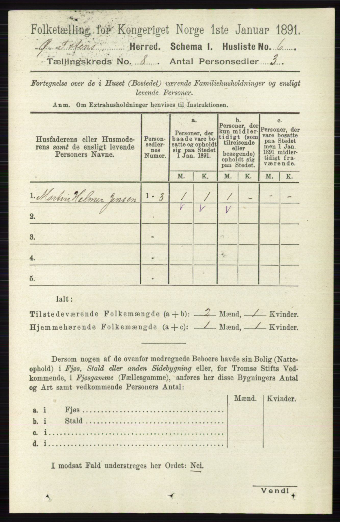 RA, 1891 census for 0528 Østre Toten, 1891, p. 4931