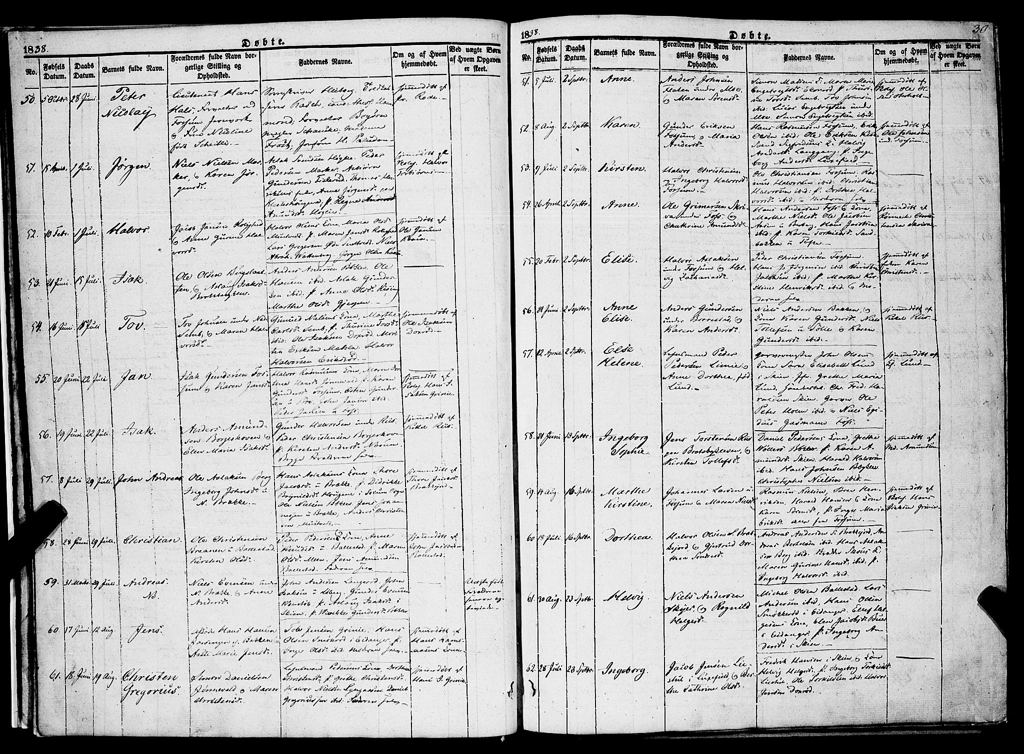 Gjerpen kirkebøker, SAKO/A-265/F/Fa/L0007a: Parish register (official) no. I 7A, 1834-1857, p. 30