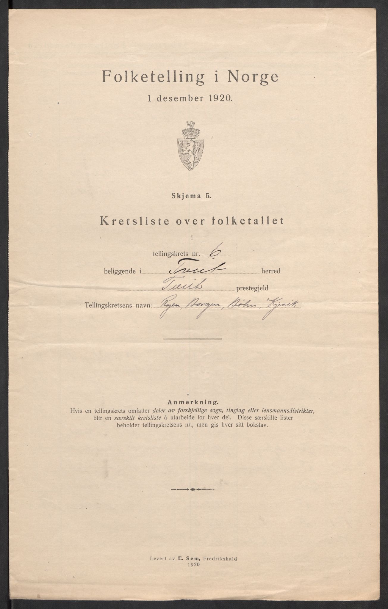 SAK, 1920 census for Tveit, 1920, p. 29