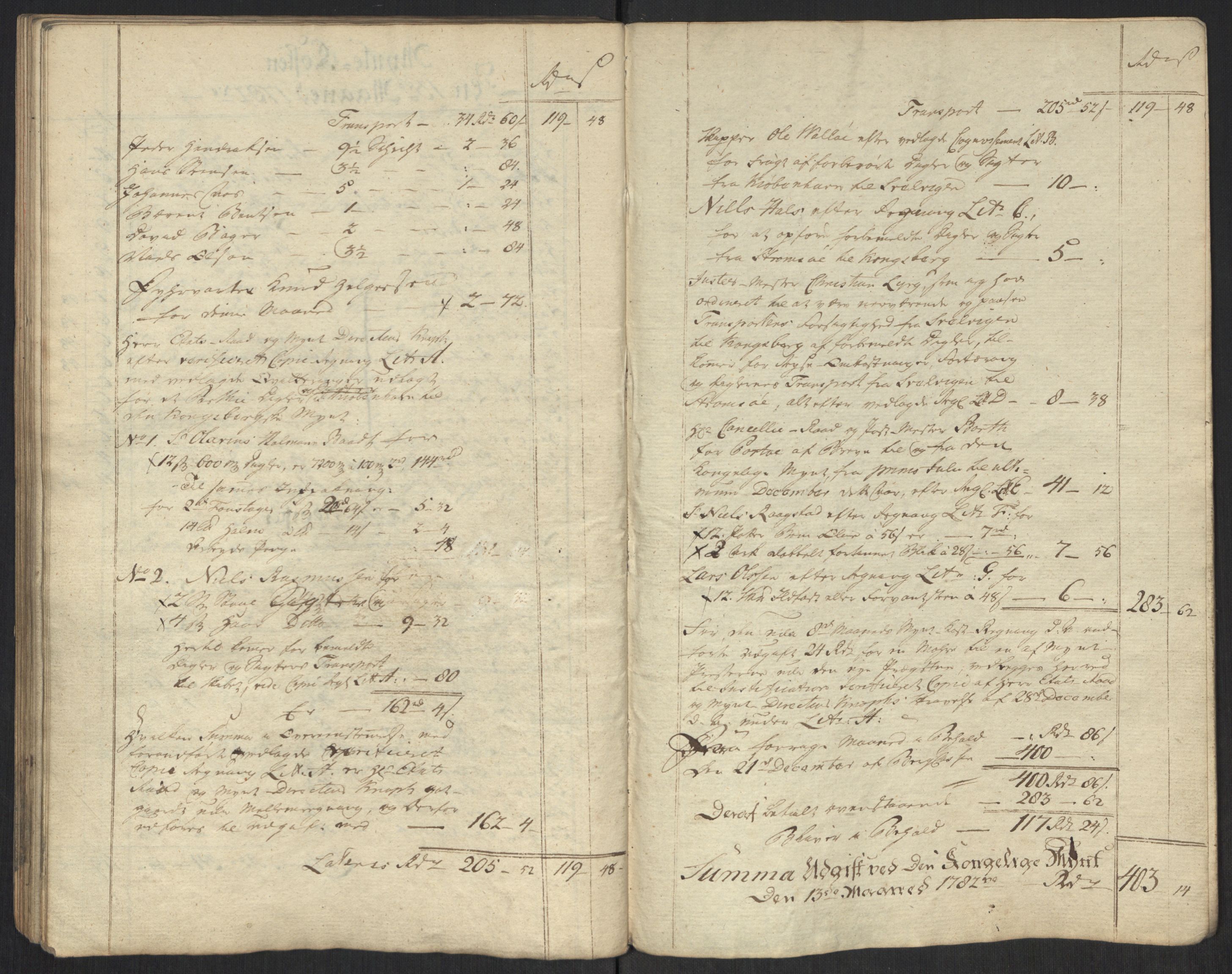 Rentekammeret inntil 1814, Realistisk ordnet avdeling, AV/RA-EA-4070/Oa/L0010: [Y8]: Regninger for Kongsbergs mynt., 1760-1805, p. 241