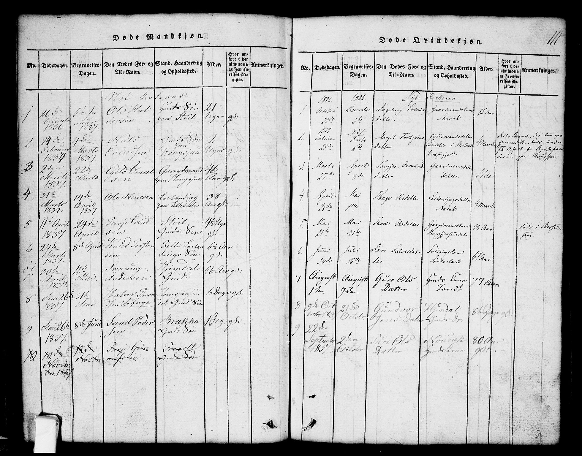 Nissedal kirkebøker, AV/SAKO-A-288/G/Gb/L0001: Parish register (copy) no. II 1, 1814-1862, p. 111