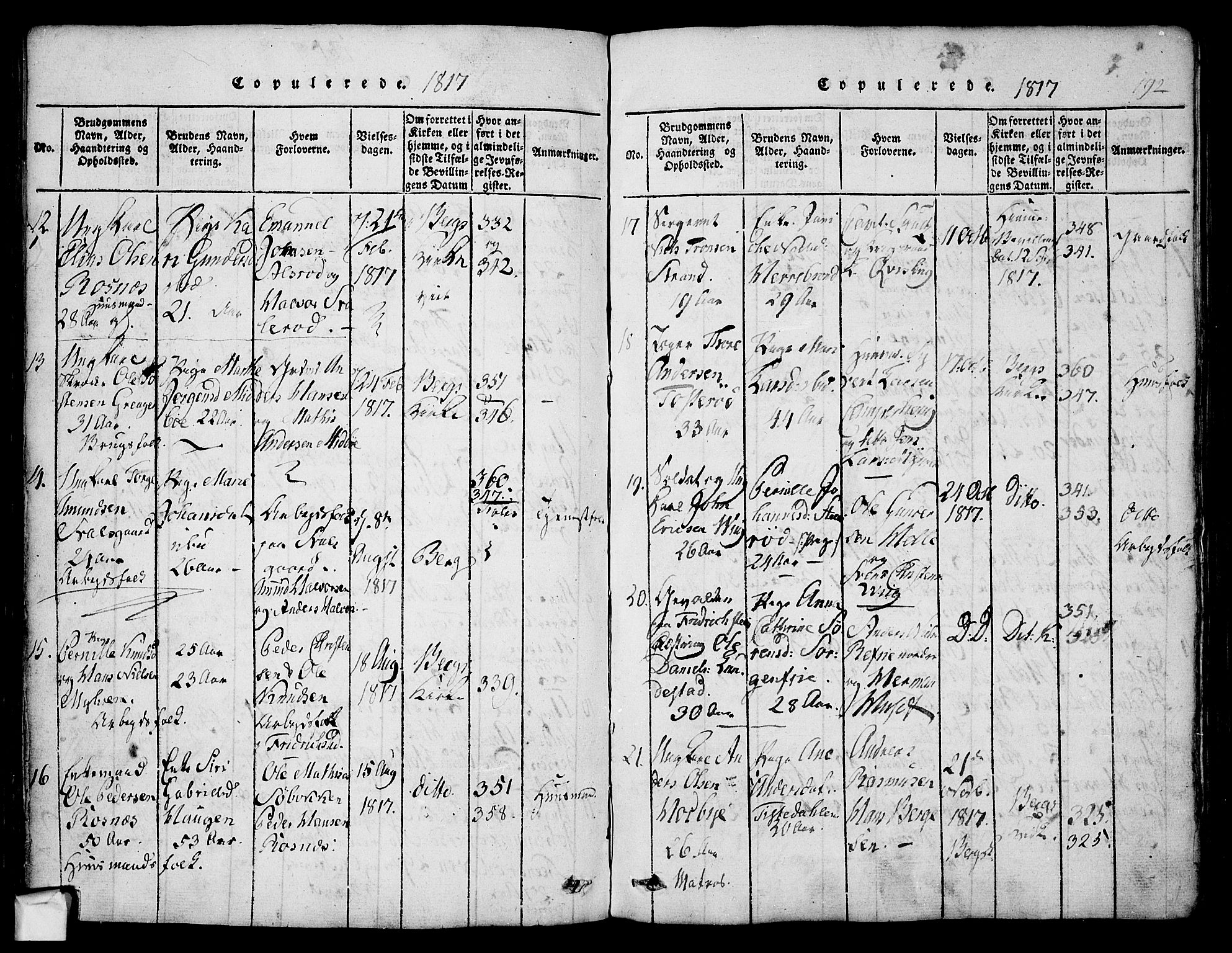 Berg prestekontor Kirkebøker, AV/SAO-A-10902/F/Fa/L0002: Parish register (official) no. I 2, 1815-1831, p. 192