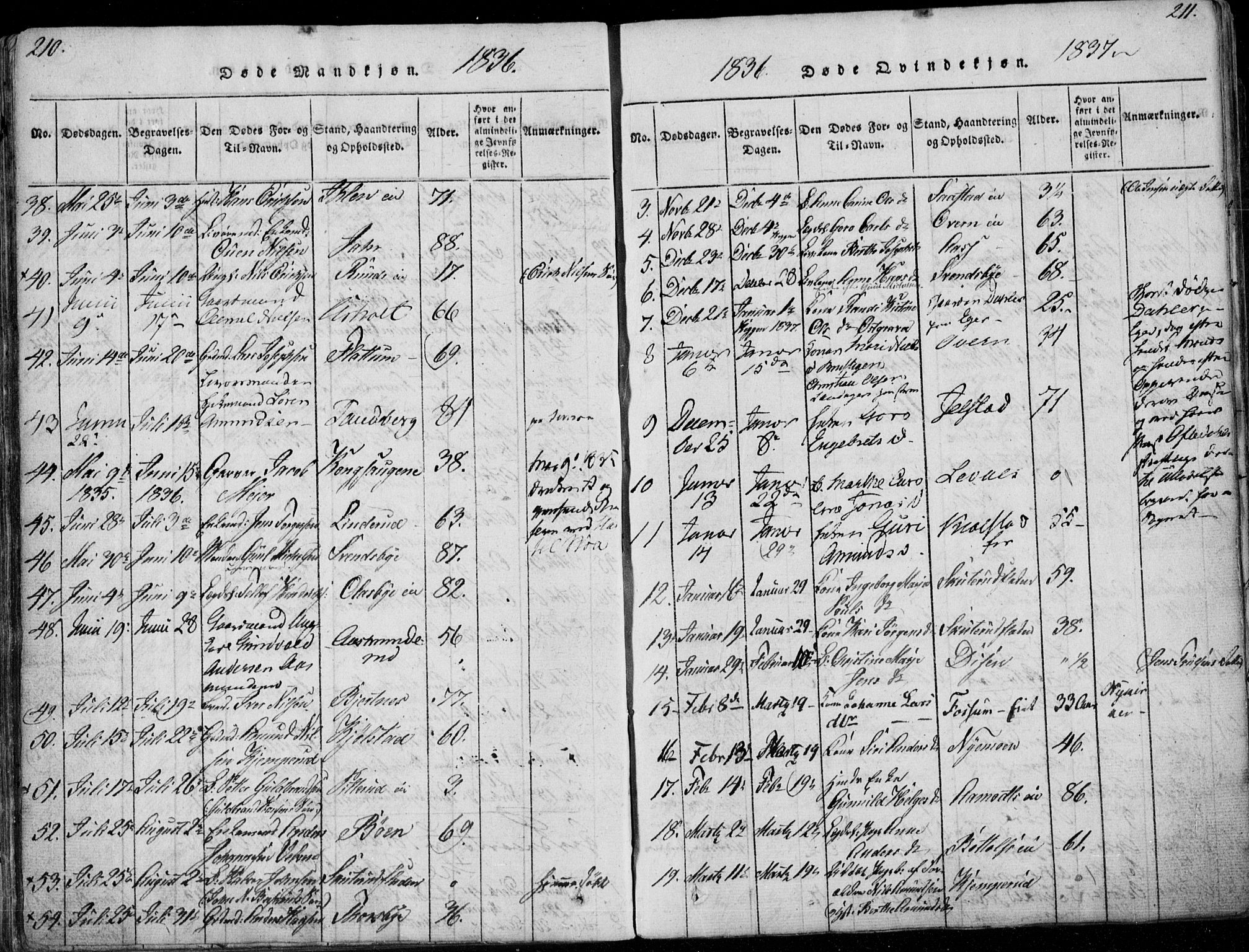 Modum kirkebøker, SAKO/A-234/F/Fa/L0006: Parish register (official) no. 6, 1832-1841, p. 210-211