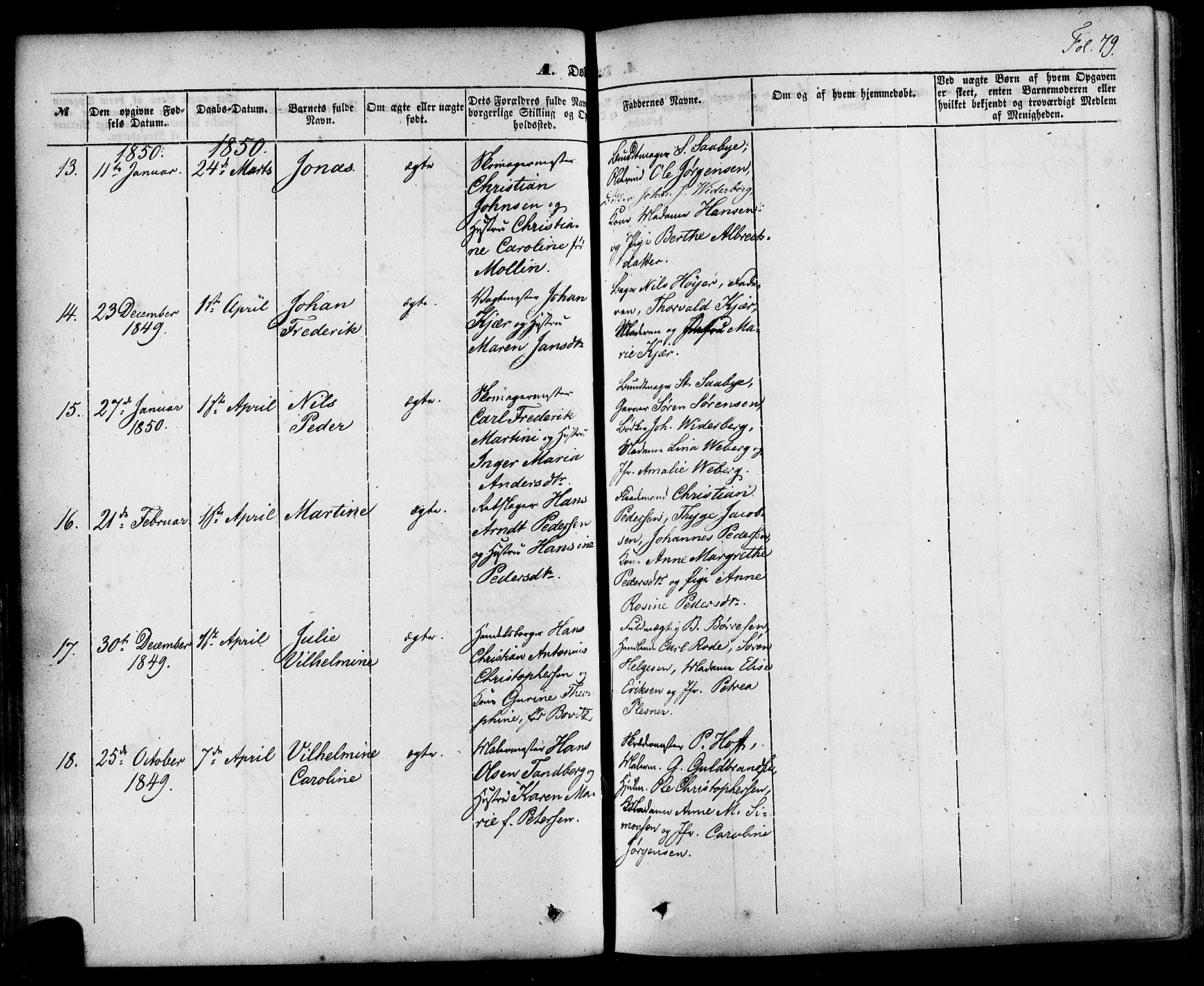 Skien kirkebøker, SAKO/A-302/F/Fa/L0006a: Parish register (official) no. 6A, 1843-1856, p. 79