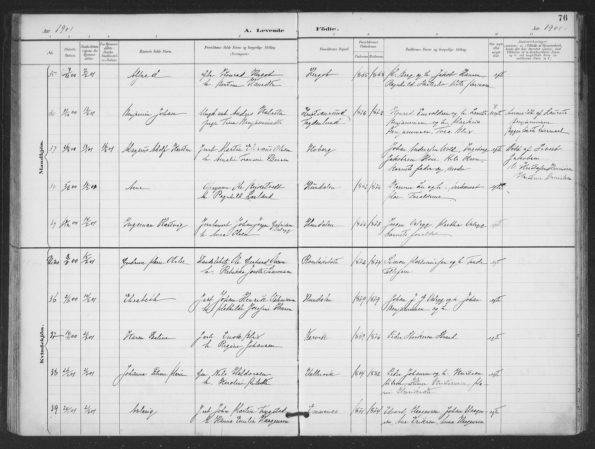 Ministerialprotokoller, klokkerbøker og fødselsregistre - Nordland, AV/SAT-A-1459/866/L0939: Parish register (official) no. 866A02, 1894-1906, p. 76