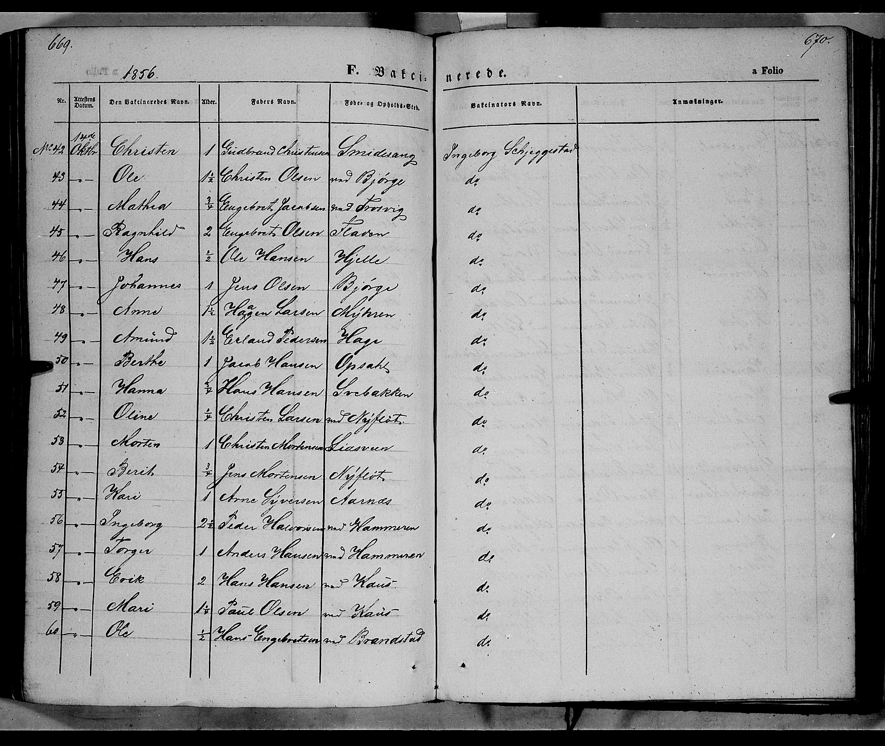 Ringebu prestekontor, AV/SAH-PREST-082/H/Ha/Haa/L0006: Parish register (official) no. 6, 1848-1859, p. 669-670