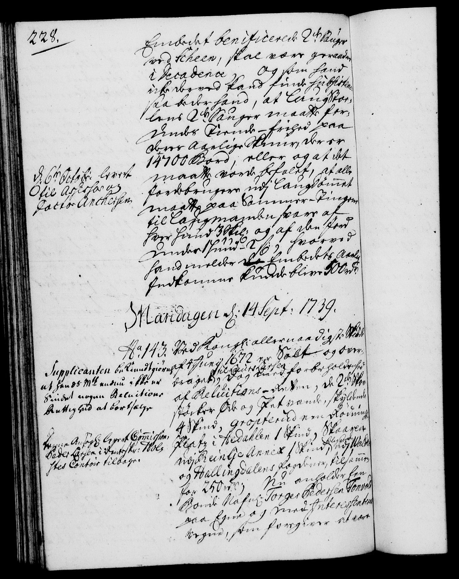 Rentekammeret, Kammerkanselliet, RA/EA-3111/G/Gh/Gha/L0021: Norsk ekstraktmemorialprotokoll (merket RK 53.66), 1739, p. 228