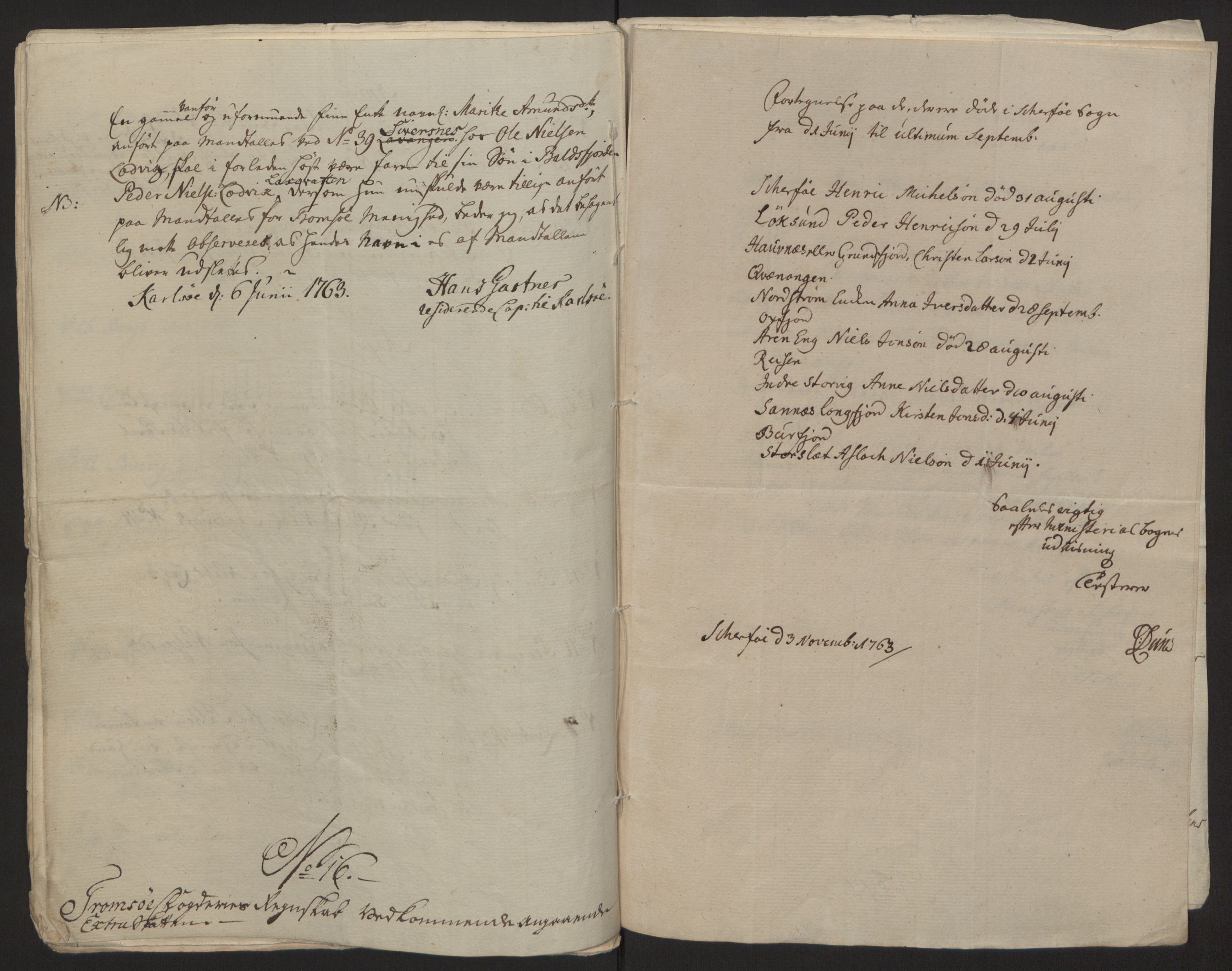 Rentekammeret inntil 1814, Reviderte regnskaper, Fogderegnskap, AV/RA-EA-4092/R68/L4845: Ekstraskatten Senja og Troms, 1762-1765, p. 220