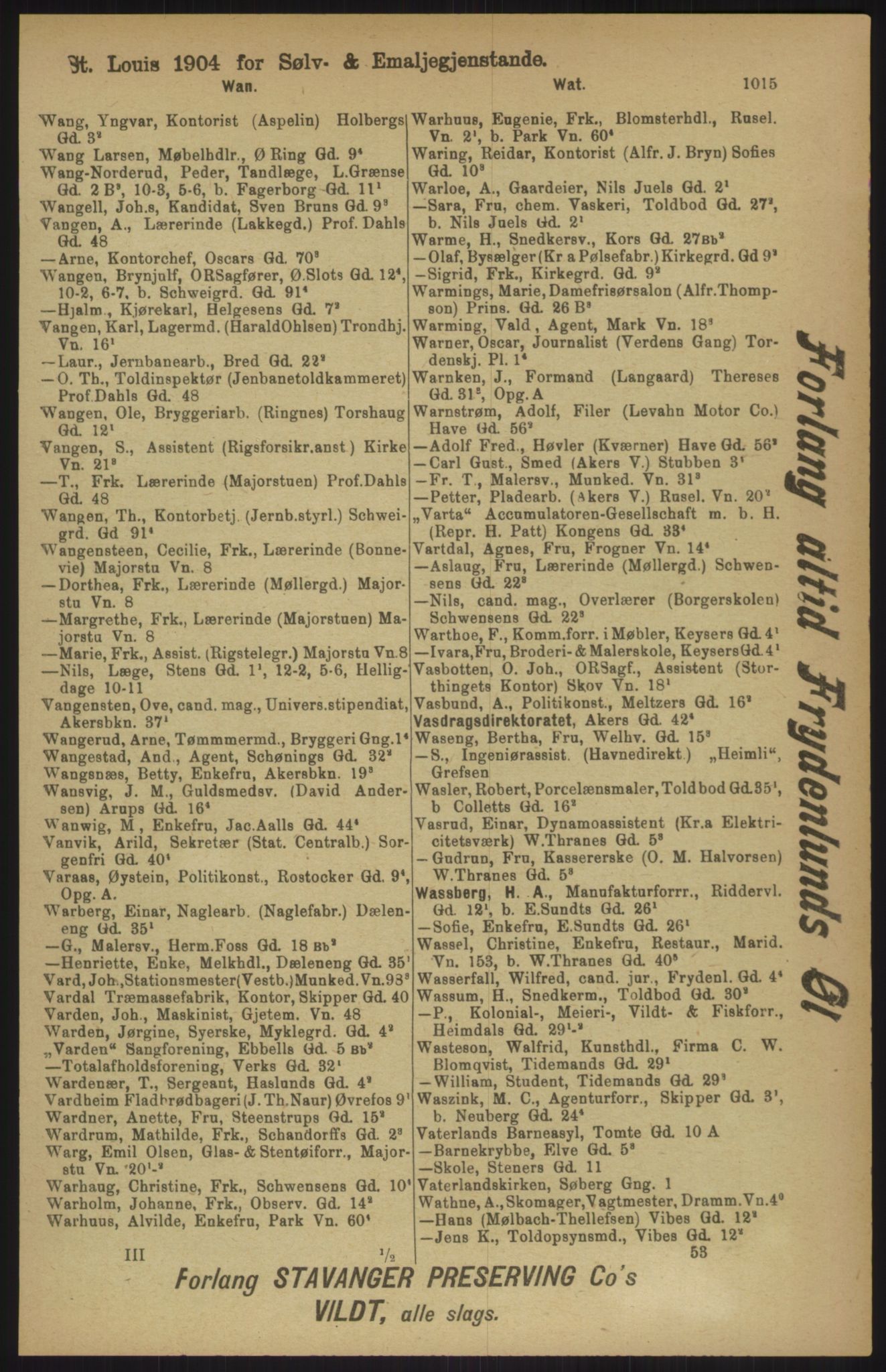 Kristiania/Oslo adressebok, PUBL/-, 1911, p. 1015