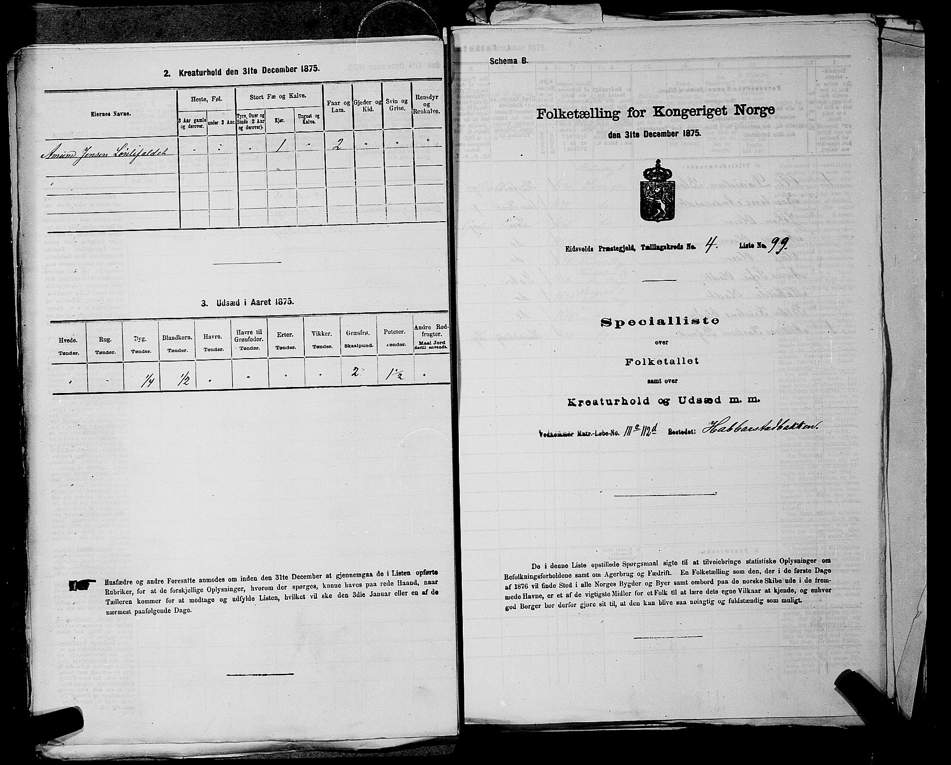 RA, 1875 census for 0237P Eidsvoll, 1875, p. 661